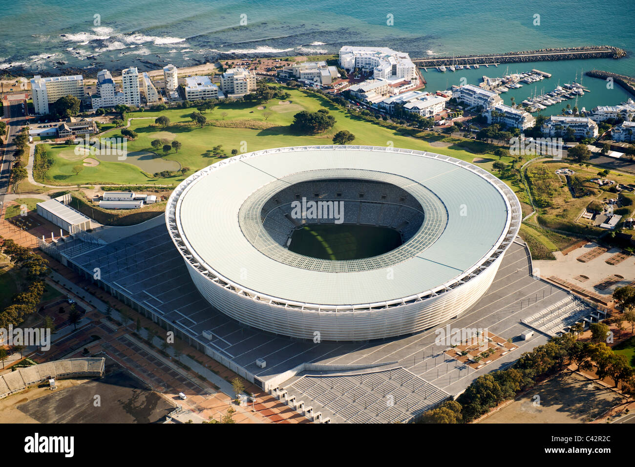 Vue aérienne du stade Green Point au Cap, Afrique du Sud. Banque D'Images