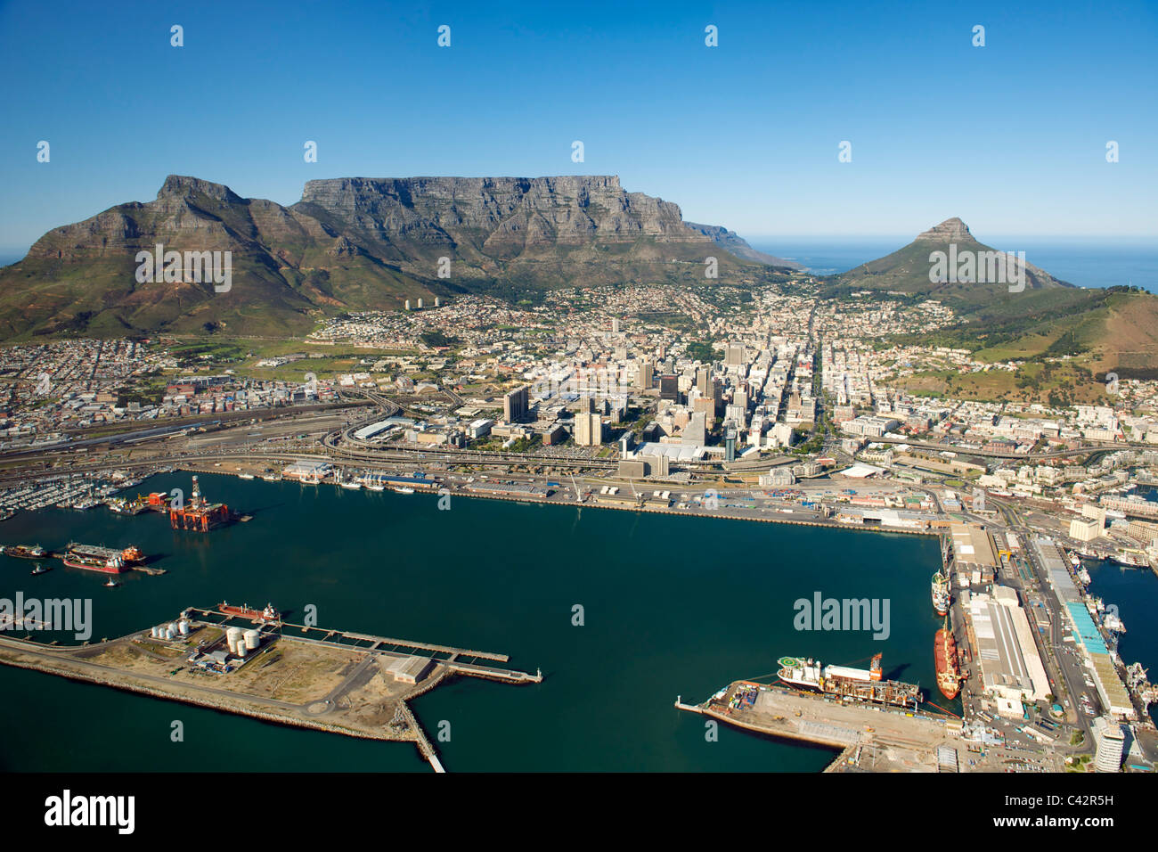 Vue aérienne de la ville de Cape Town, Afrique du Sud. Banque D'Images
