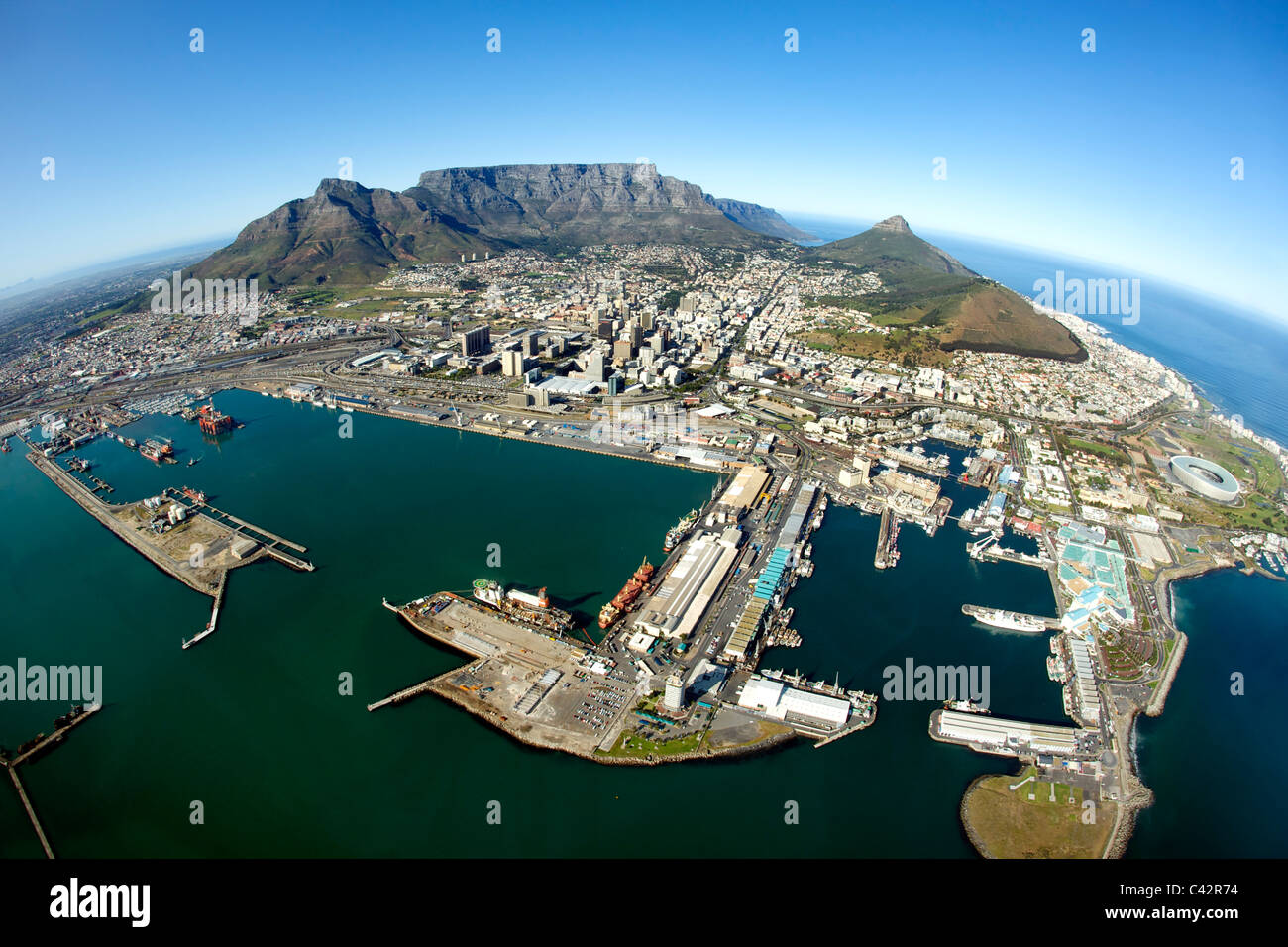 Vue aérienne de la ville de Cape Town, Afrique du Sud. Banque D'Images