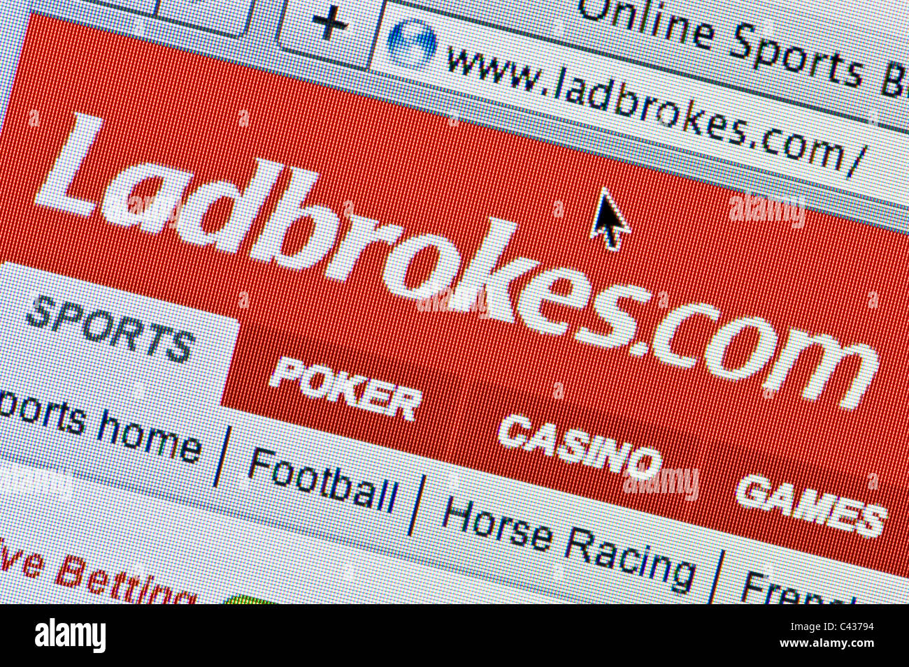 Close up de la Ladbrokes logo tel que vu sur son site web. (Usage éditorial uniquement : -Print, télévision, e-book et le comité éditorial du site). Banque D'Images