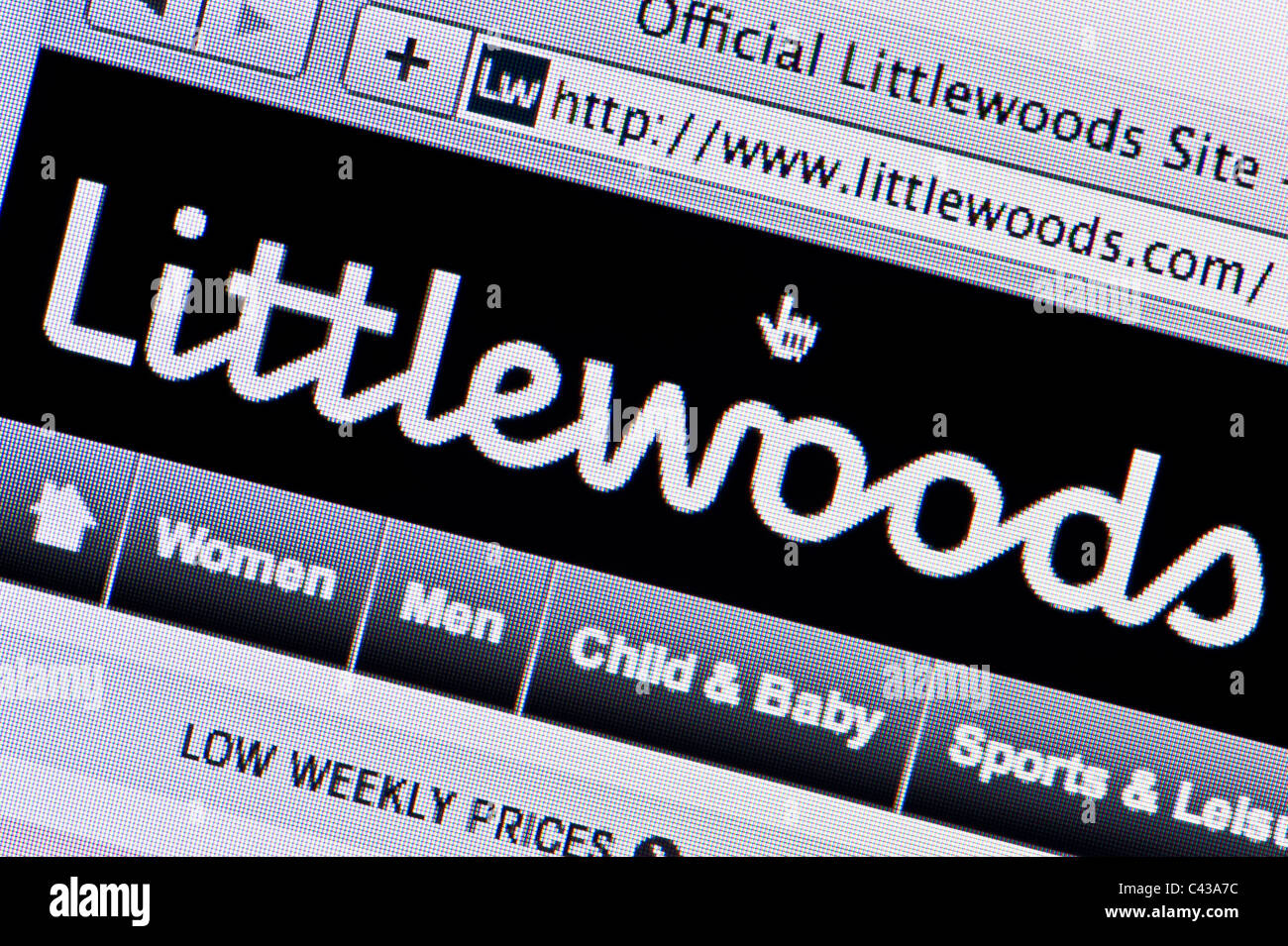De près de l'logo Littlewoods comme vu sur son site web. (Usage éditorial uniquement : -Print, télévision, e-book et le comité éditorial du site). Banque D'Images