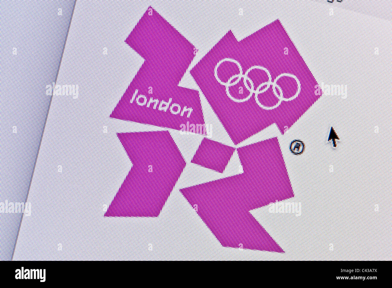 Close up of the London 2012 logo tel que vu sur son site web. (Usage éditorial uniquement : -Print, télévision, e-book et le comité éditorial du site). Banque D'Images