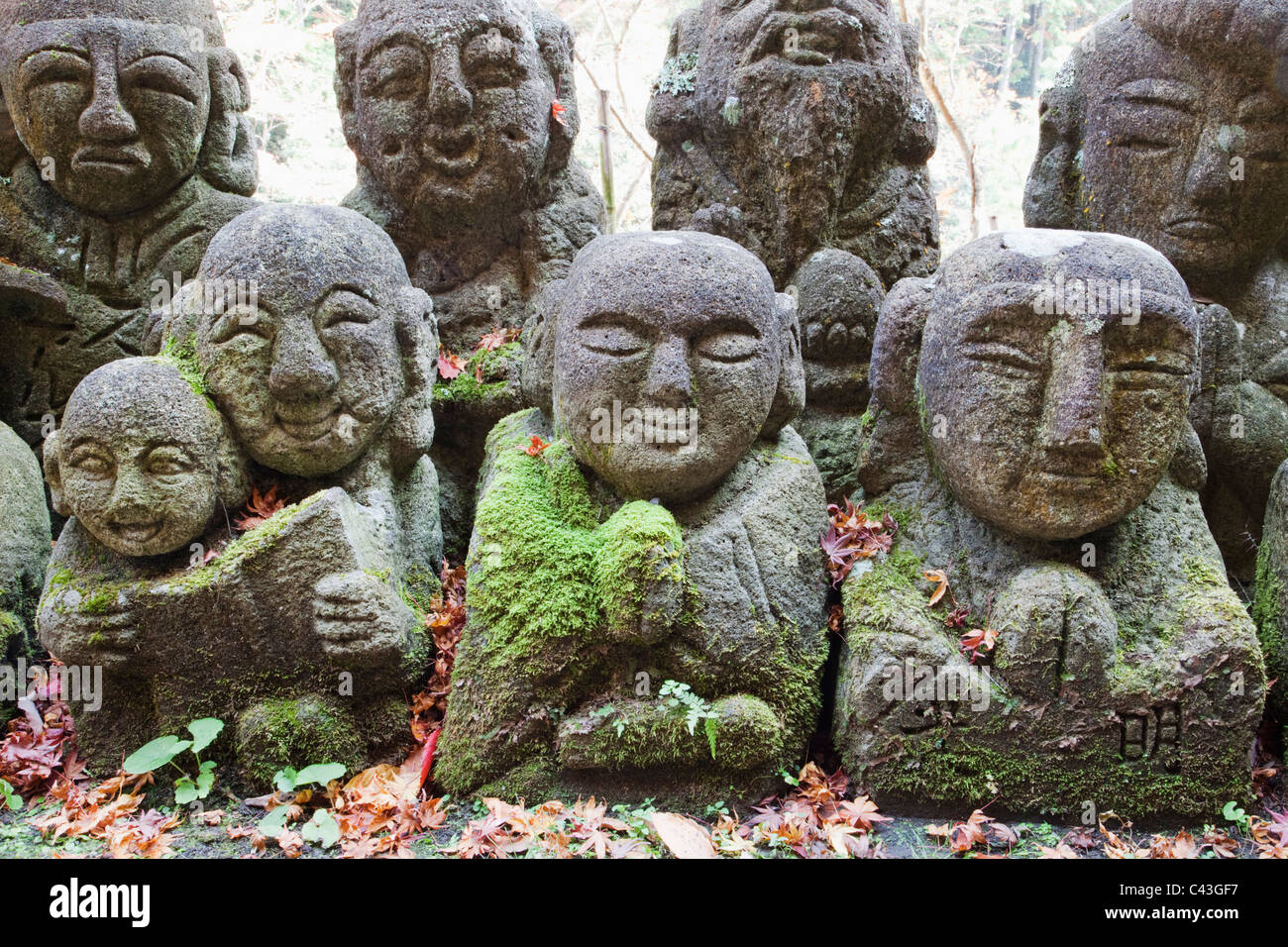 L'Asie, Japon, Arashiyama, Kyoto, Honshu, Otagi Nembutsu-ji, Nembutsu-ji, Temple, temples, la sculpture sur pierre, Bouddha, Bouddhisme, Banque D'Images
