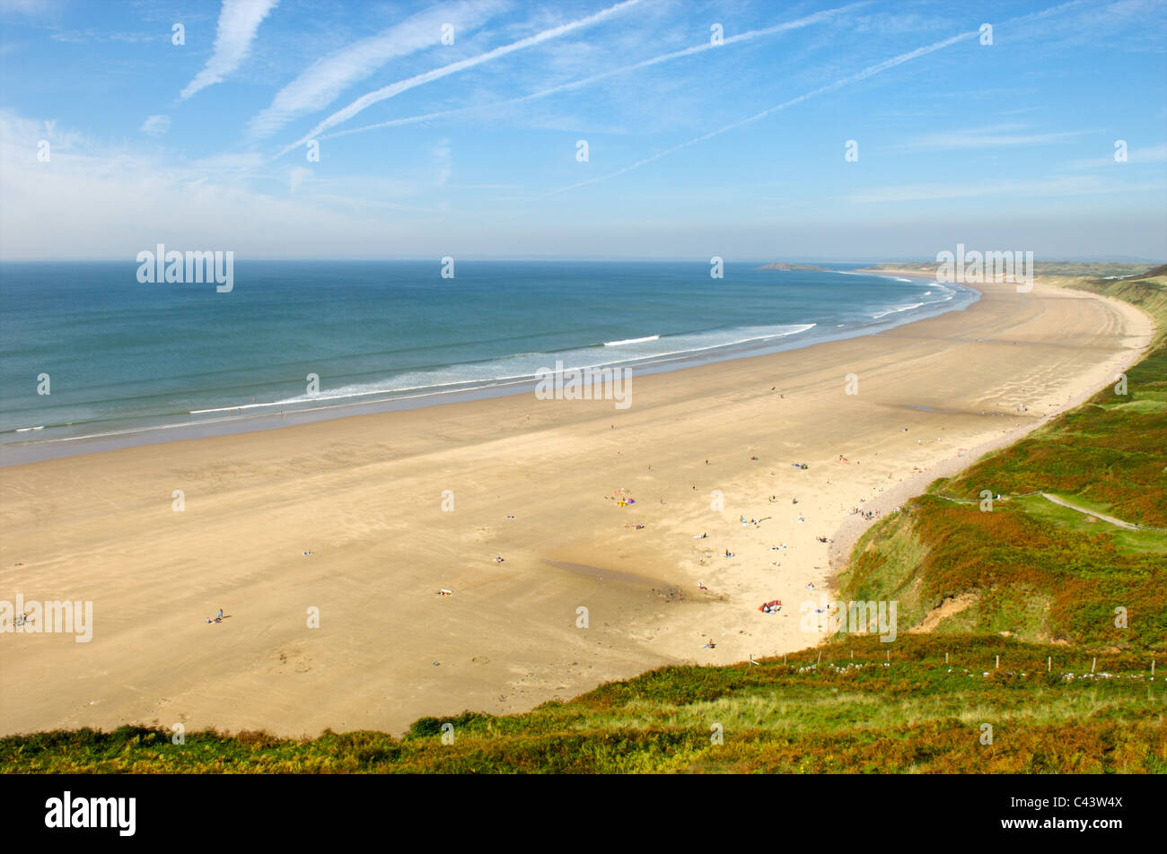 Rhossili Beach sur la côte de Gower, Pays de Galles, Royaume-Uni Banque D'Images