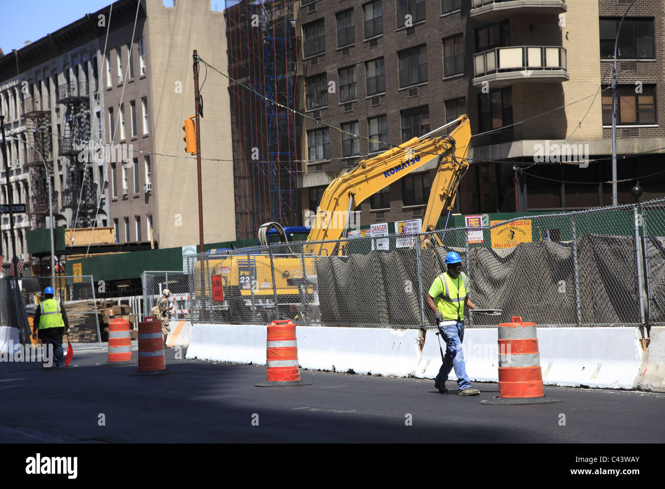 Construction de la 2e Avenue, Métro, Upper East Side, Manhattan, New York City, USA Banque D'Images