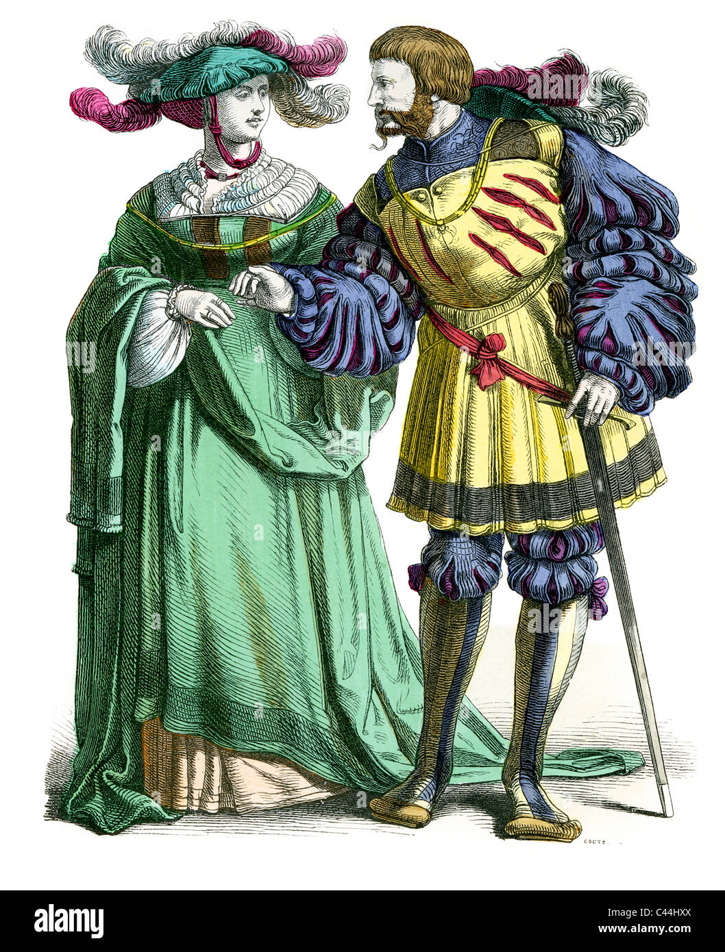 16e siècle noble dame allemande et à la mode Banque D'Images