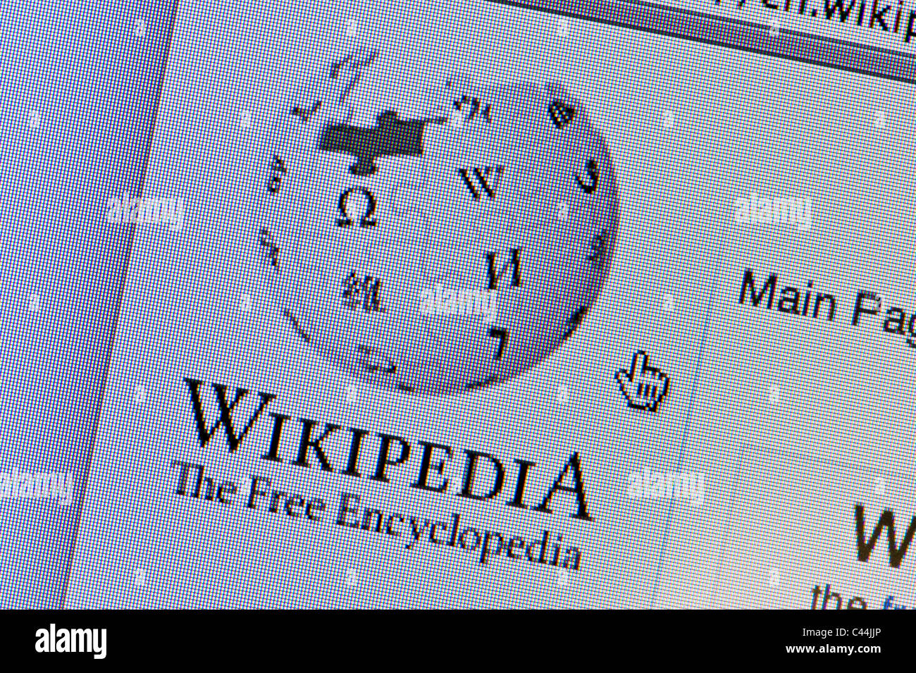 Close up de la Wikipedia logo tel que vu sur son site web. (Usage éditorial uniquement : -Print, télévision, e-book et le comité éditorial du site). Banque D'Images