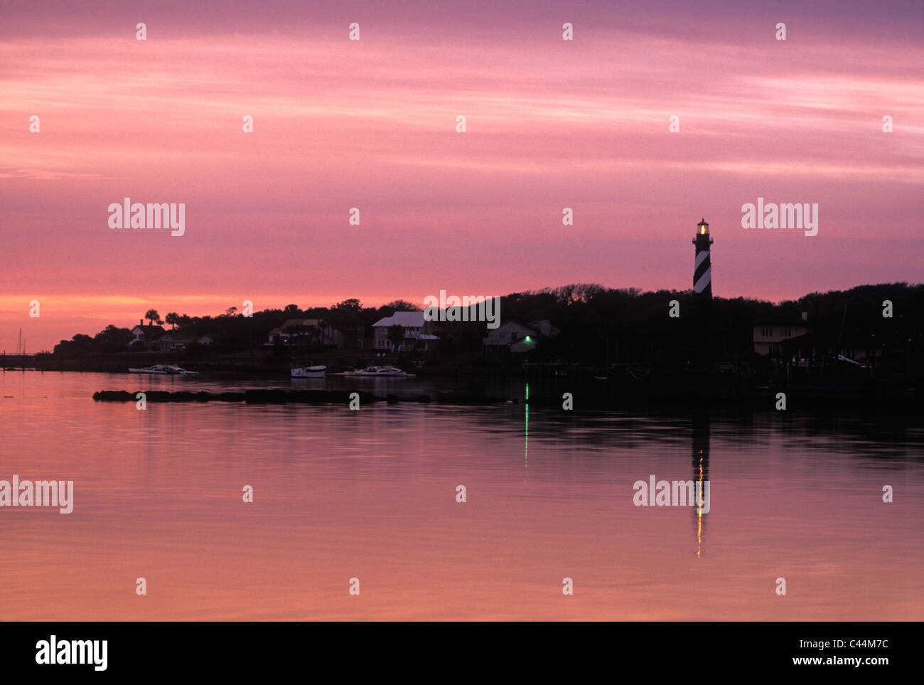 Saint Augustine Lighthouse au coucher du soleil à Saint Johns County, Floride Banque D'Images
