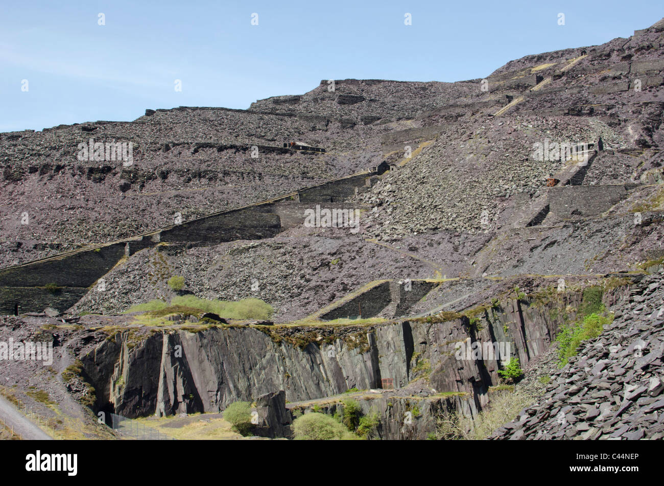 Dali's de mur à l'ancienne mine d'ardoise Dinorwig, Snowdonia, le Nord du Pays de Galles, Royaume-Uni Banque D'Images