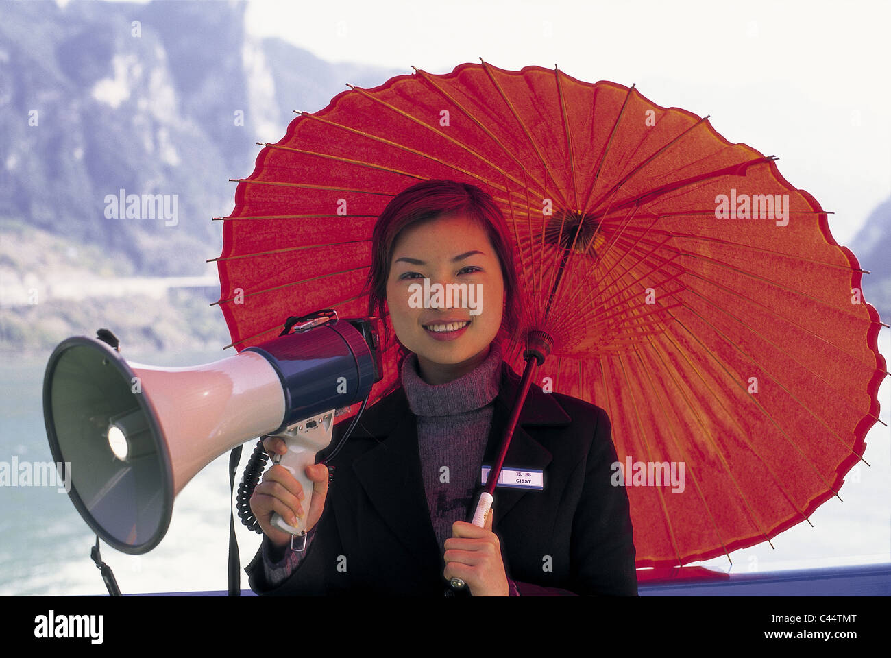 L'Asie, Chine, Chinois, Mégaphone, Chongqing, femme, Guide, vacances, monument, Mégaphone, Province, rivière, Tour, tourisme, Voyage, Banque D'Images