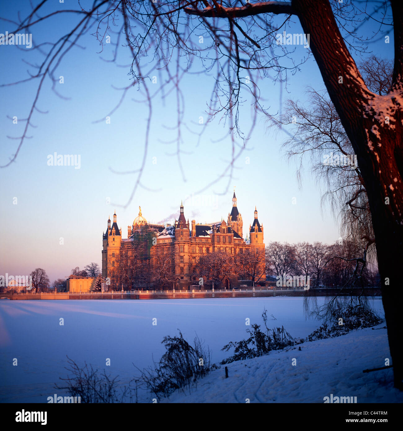 L'Allemagne, 1, Schwerin, Schwerin, château, hiver, Architecture, bâtiment, construction, décor, panorama Banque D'Images