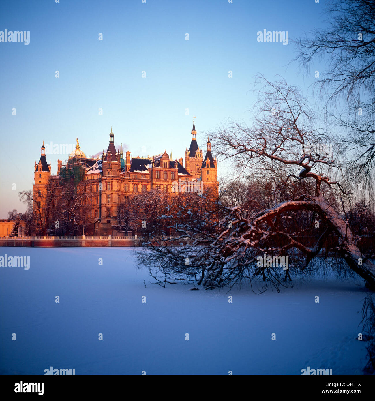 L'Allemagne, 1, Schwerin, Schwerin, château, hiver, Architecture, bâtiment, construction, décor, panorama Banque D'Images