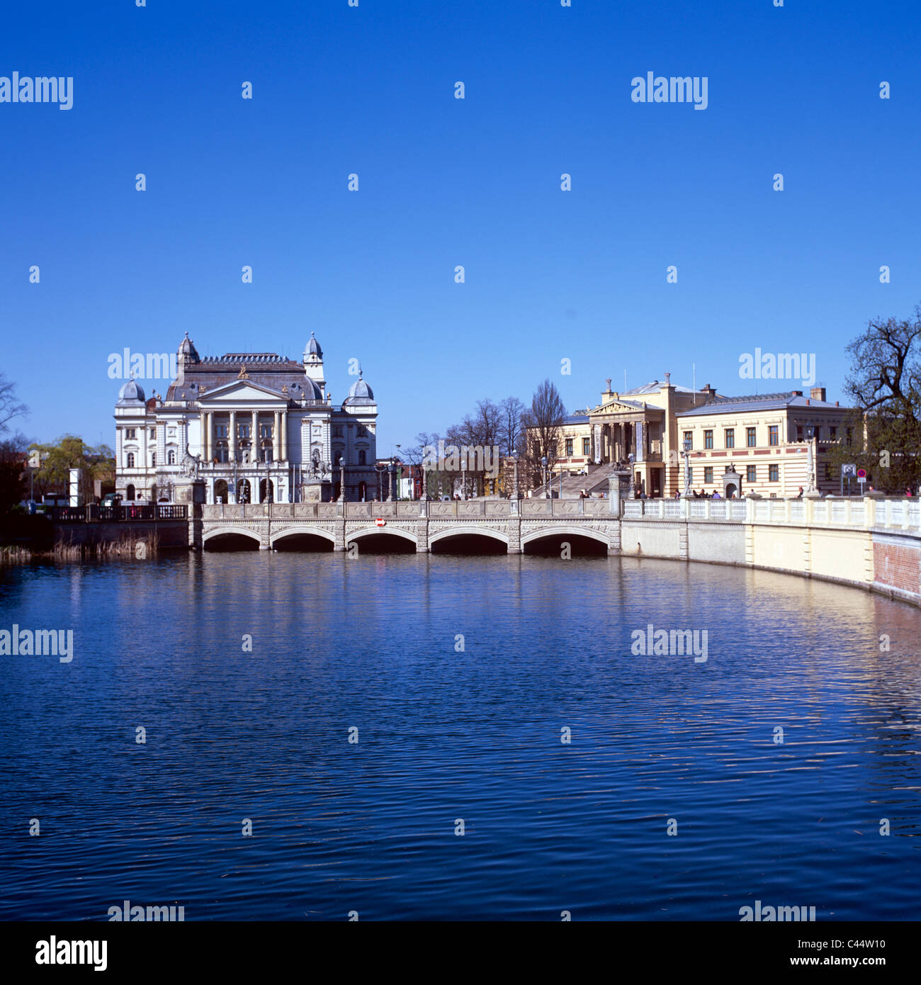L'Allemagne, 1, Schwerin, Mecklembourg, théâtre, musée, architecture, arbres, bâtiments, constructions Banque D'Images
