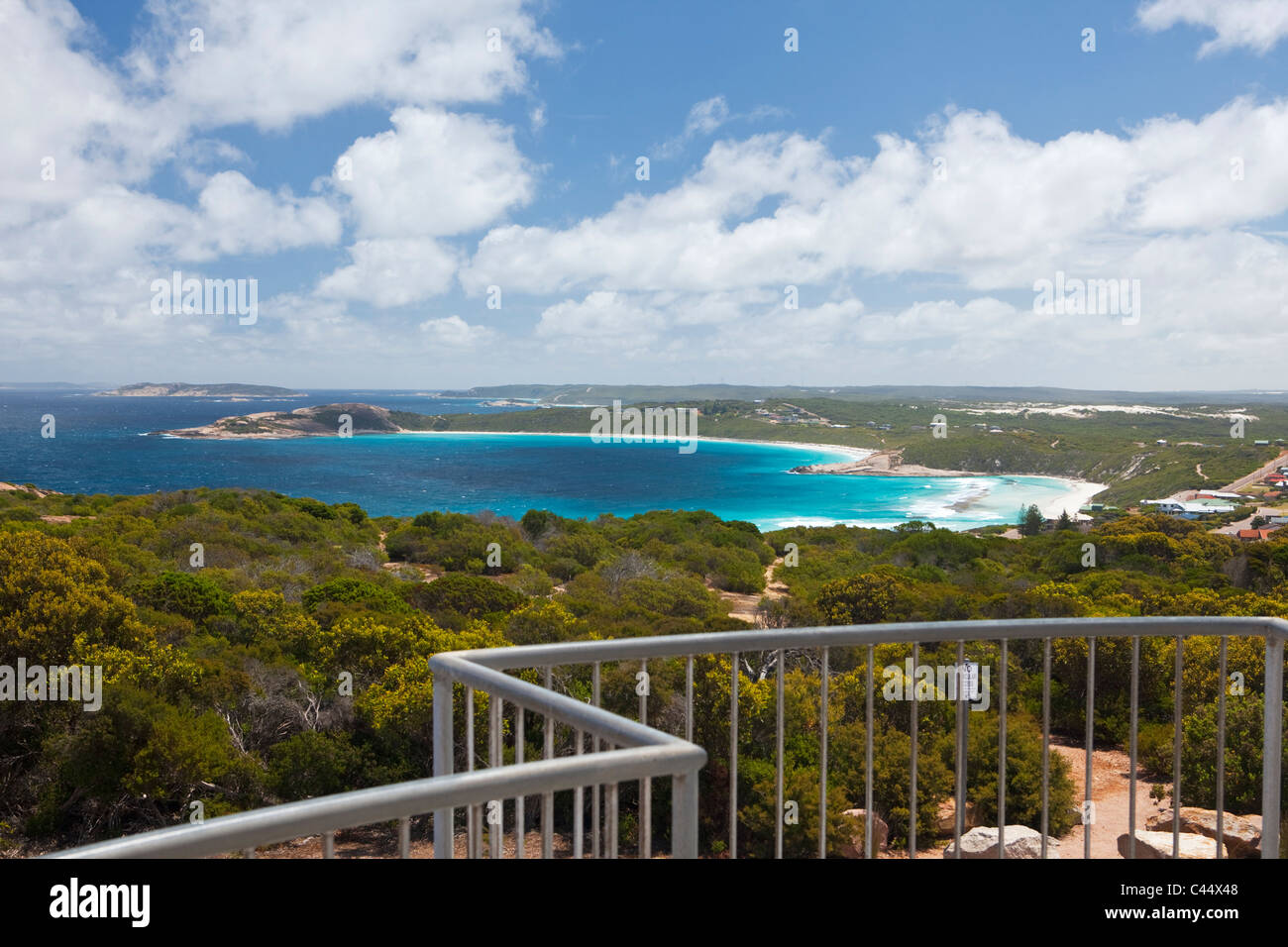 Vue de la plage de l'Ouest par le Rotary Lookout à la colline sans fil. Esperance, Australie occidentale, Australie Banque D'Images