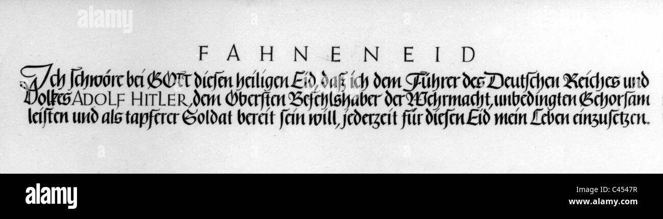 Texte du serment d'allégeance, 1934 Banque D'Images