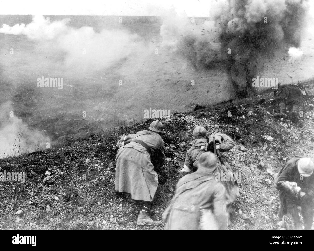 Soldats français au cours de la bataille de Verdun lors de la Première Guerre mondiale, 1916 Banque D'Images