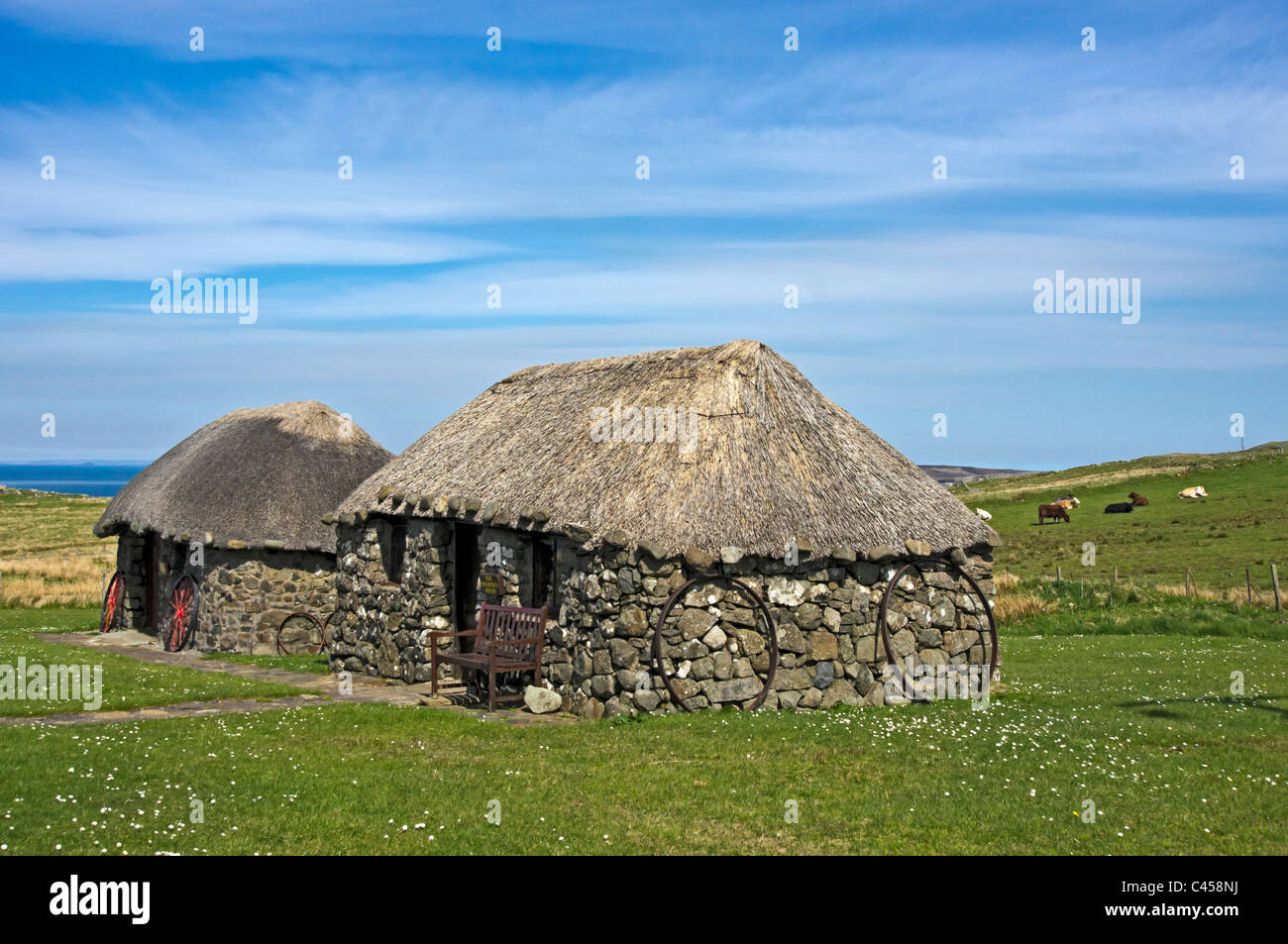 Chaumières au Musée de Skye Highland La vie à l'île de Skye Ecosse Kilmuir Banque D'Images
