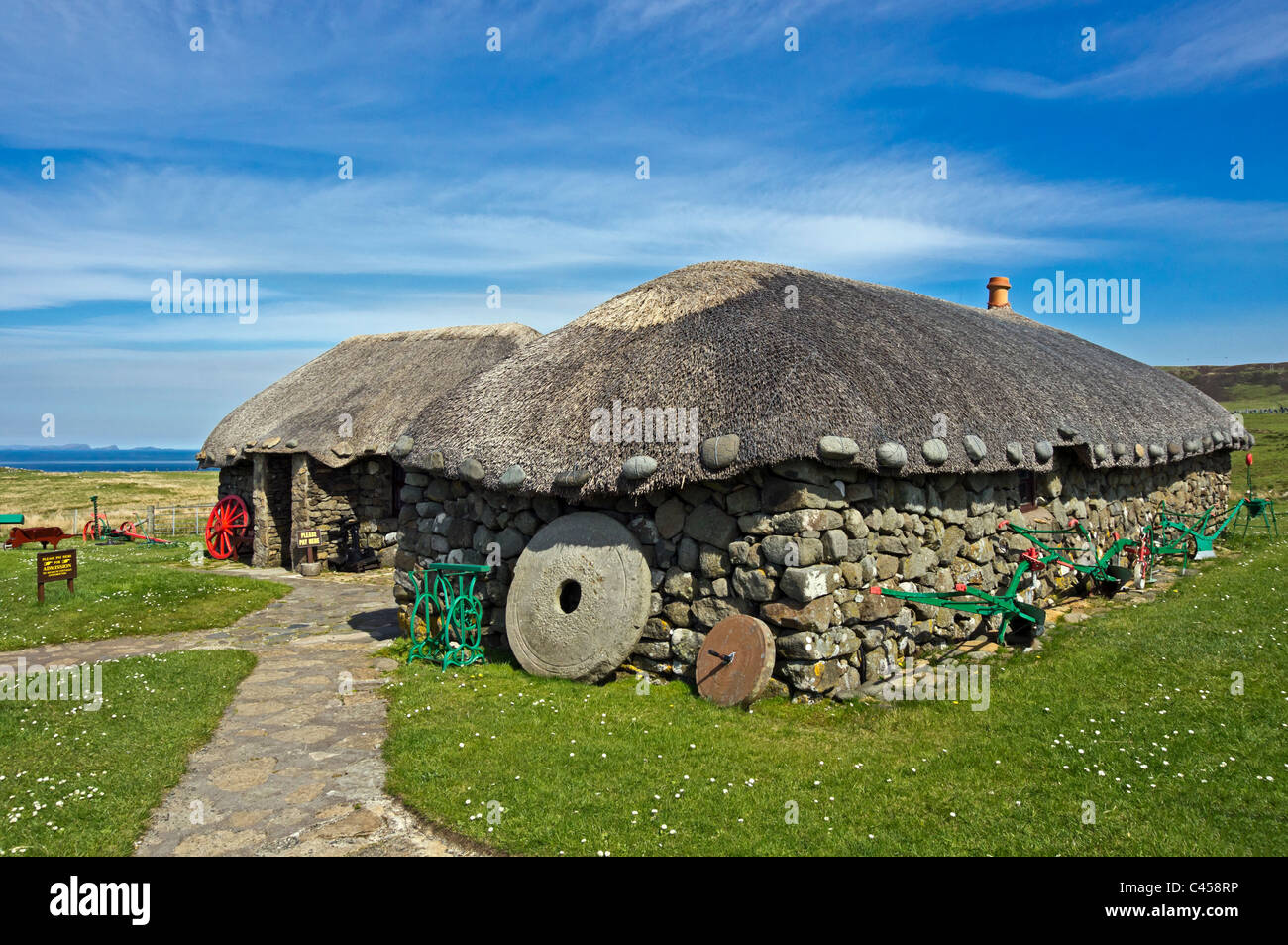 Chaumières au Musée de Skye Highland La vie à l'île de Skye Ecosse Kilmuir Banque D'Images