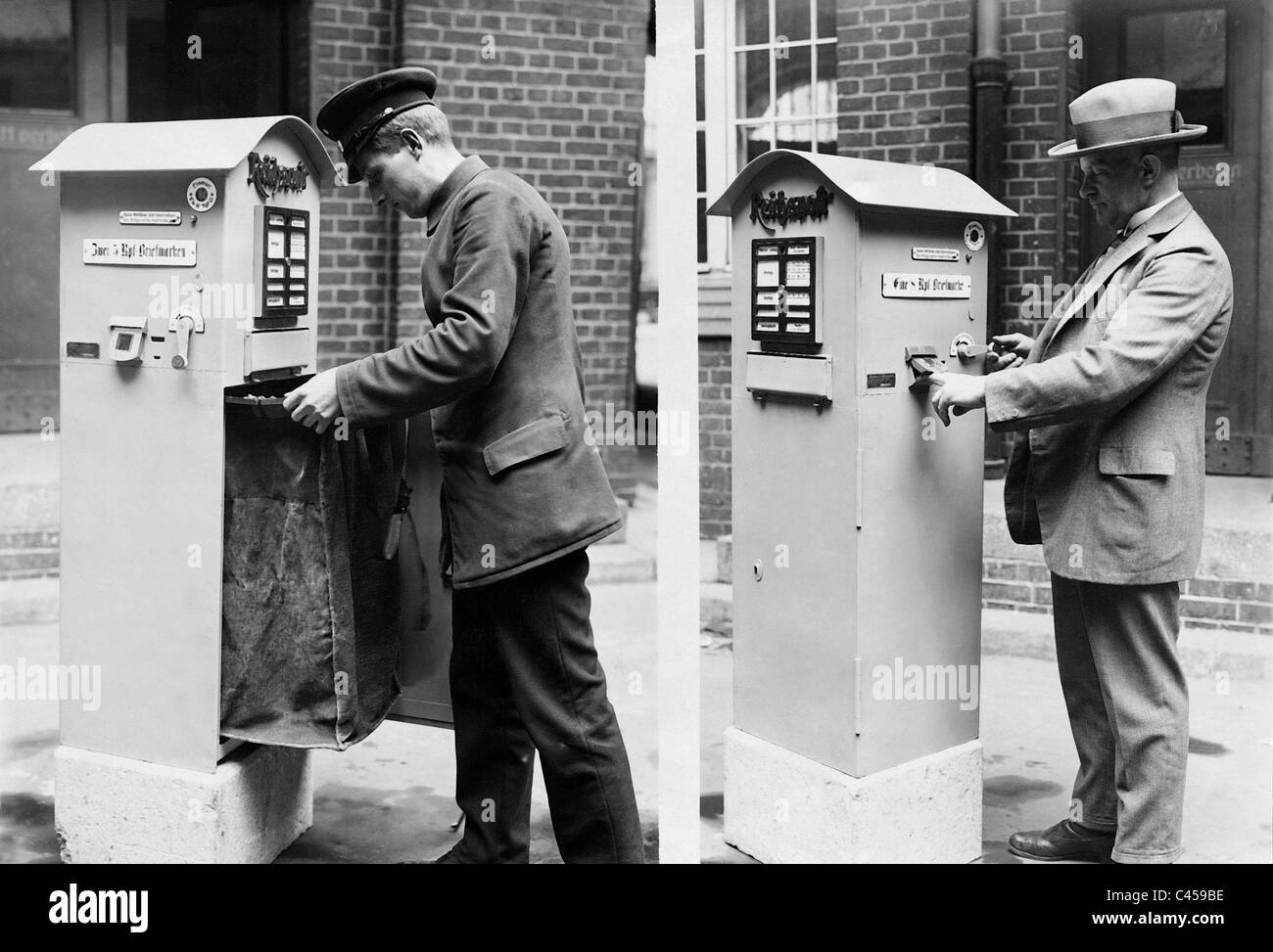 Des boîtes aux lettres avec horodateur, 1928 Banque D'Images