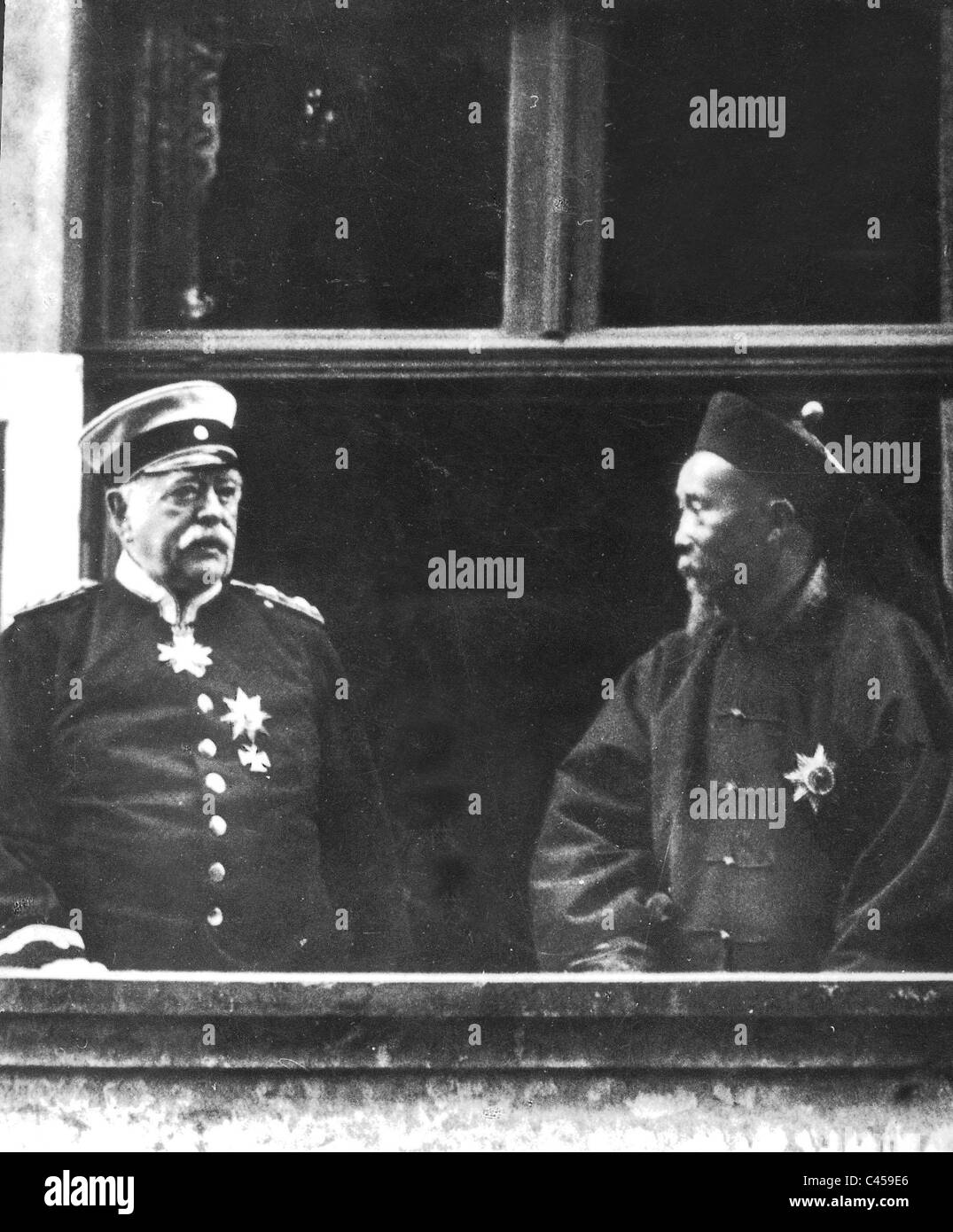 Otto von Bismarck et Li Hung Chang au Château Friedrichsruh Banque D'Images