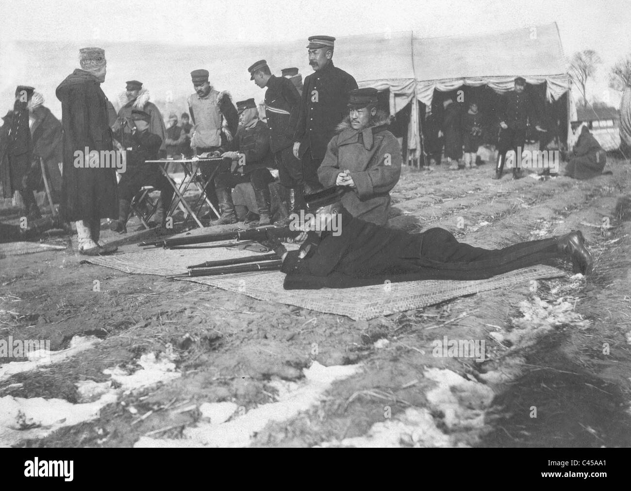 Les soldats japonais en Mandchourie, 1905 Banque D'Images