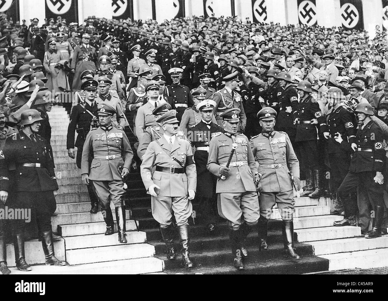 Adolf Hitler sur le congrès du parti nazi à Nuremberg, 1936 Banque D'Images