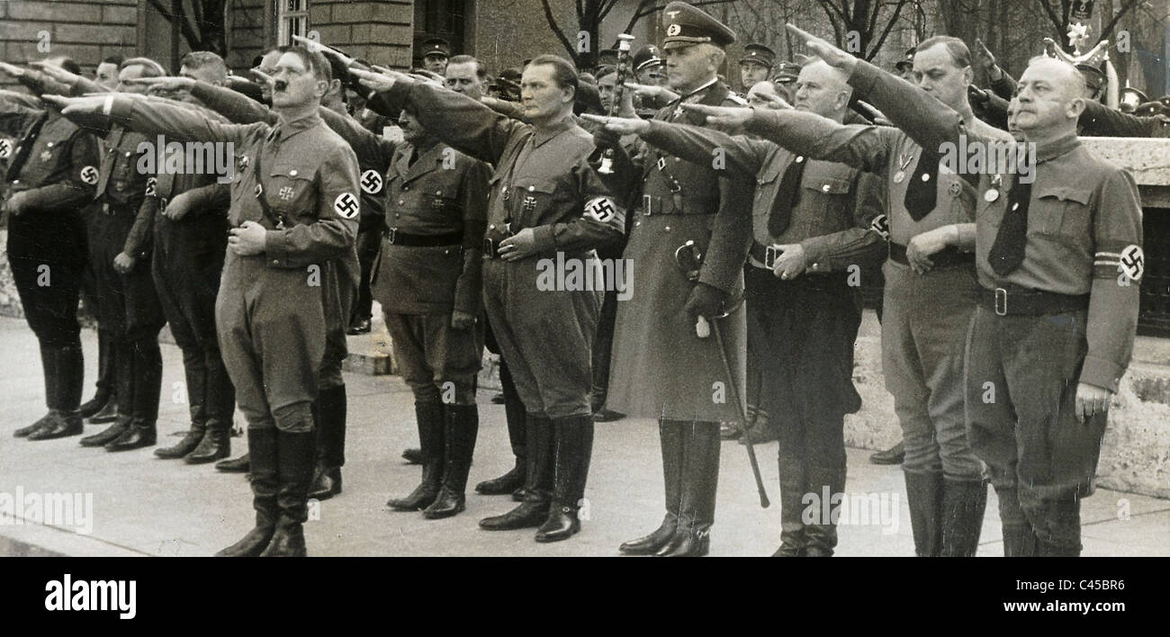 Hitler avec vieux Fighters Banque D'Images