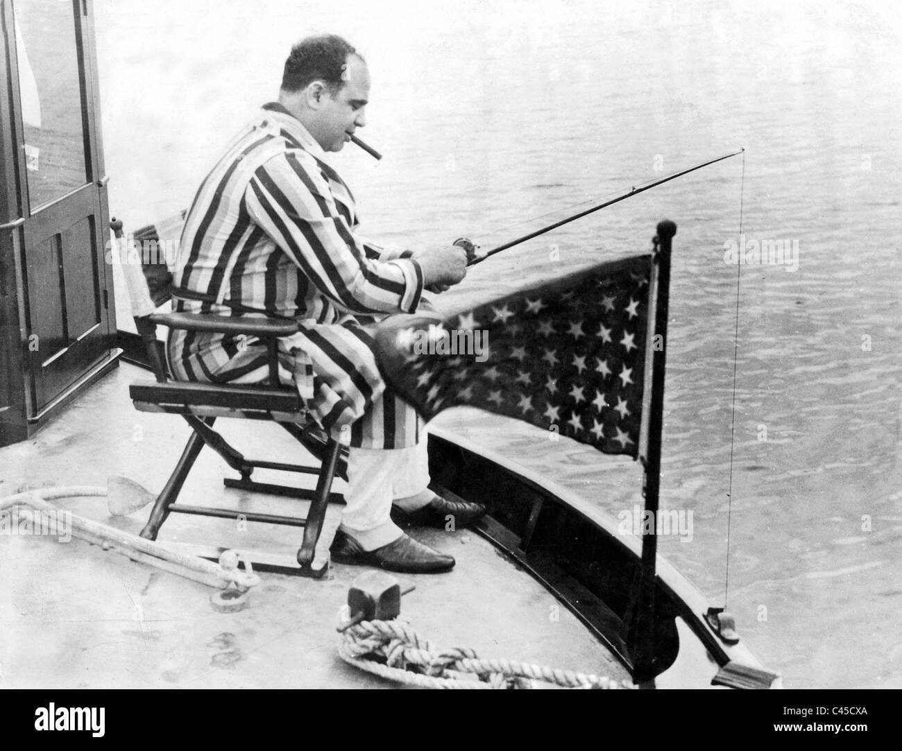 Al Capone au cours de la pêche, 1930 Banque D'Images