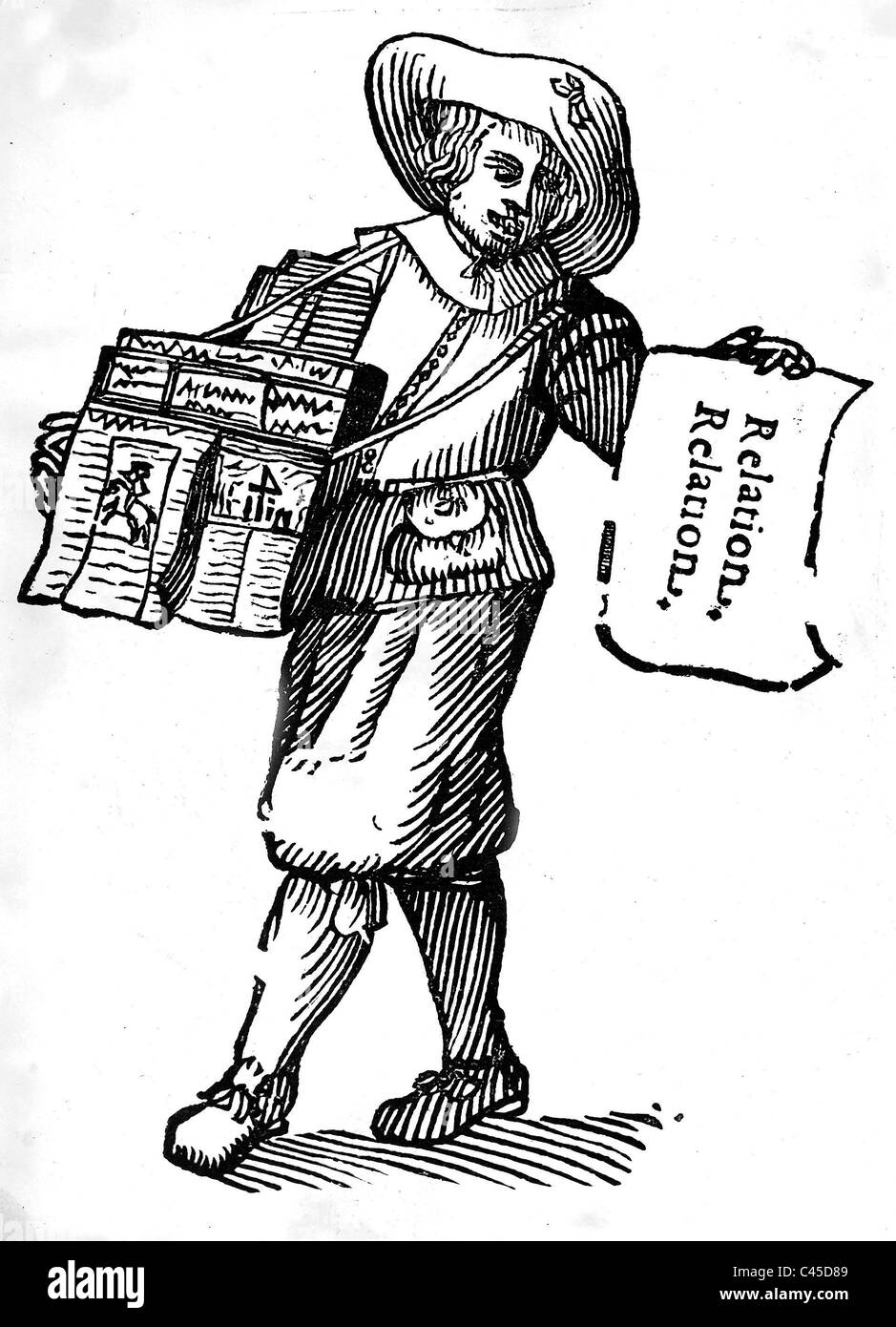 Vendeurs de journaux à partir du 17 siècle (dessin) Banque D'Images