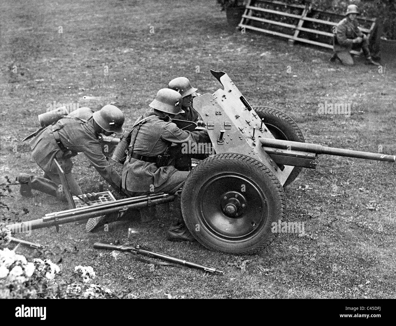 Affichage d'un d'un 3,7 cm anti-char Banque D'Images