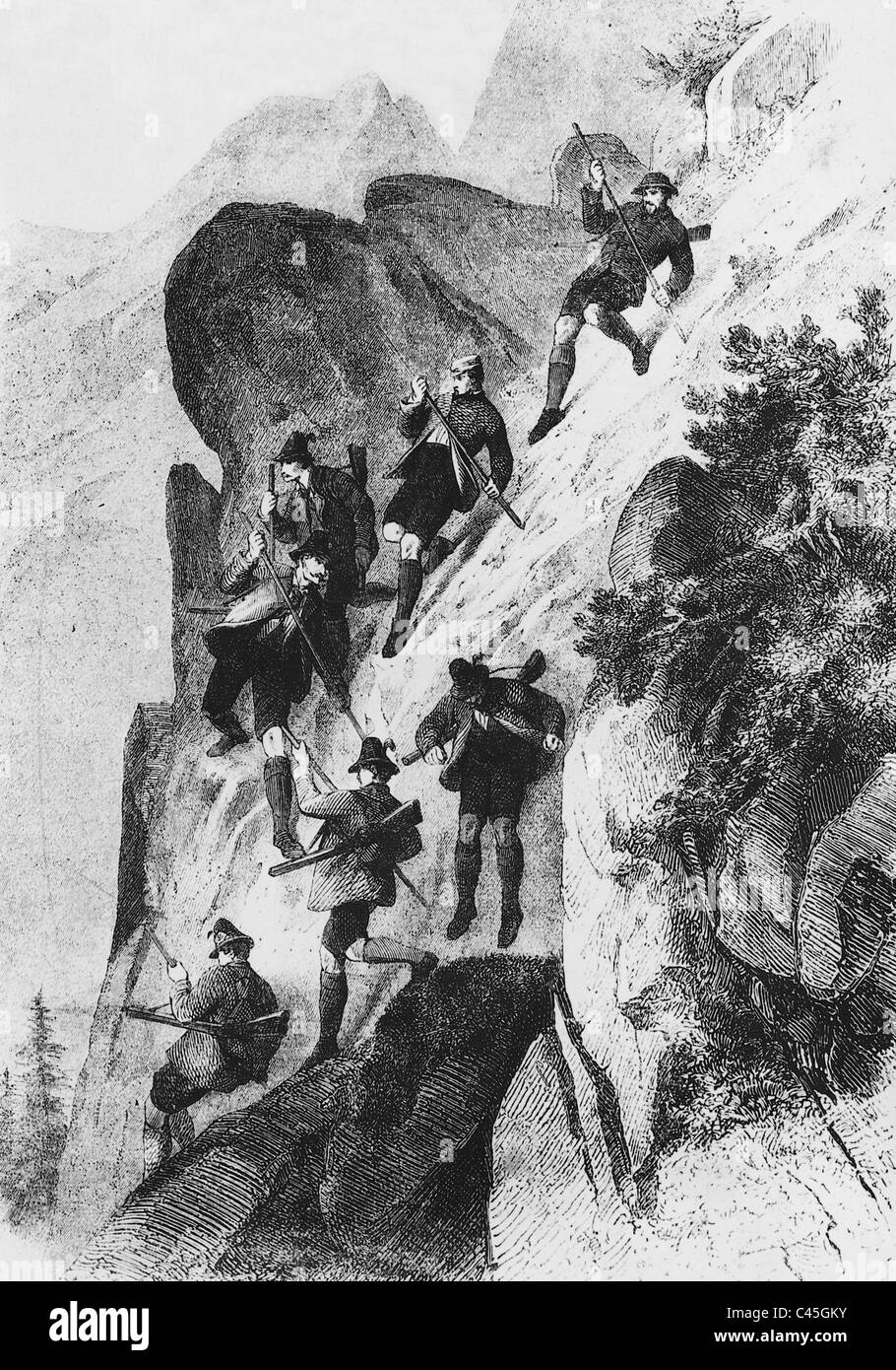 Déménagement vers le bas après la chasse chamois Banque D'Images