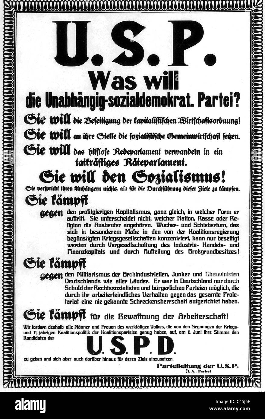 Affiche électorale de l'USPD Banque D'Images