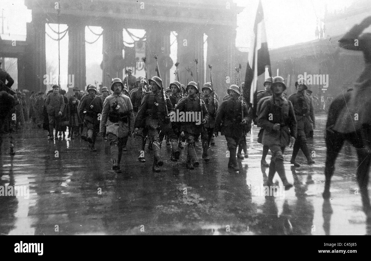 Entrée de la Division de chasseurs à Berlin, 1918 Banque D'Images