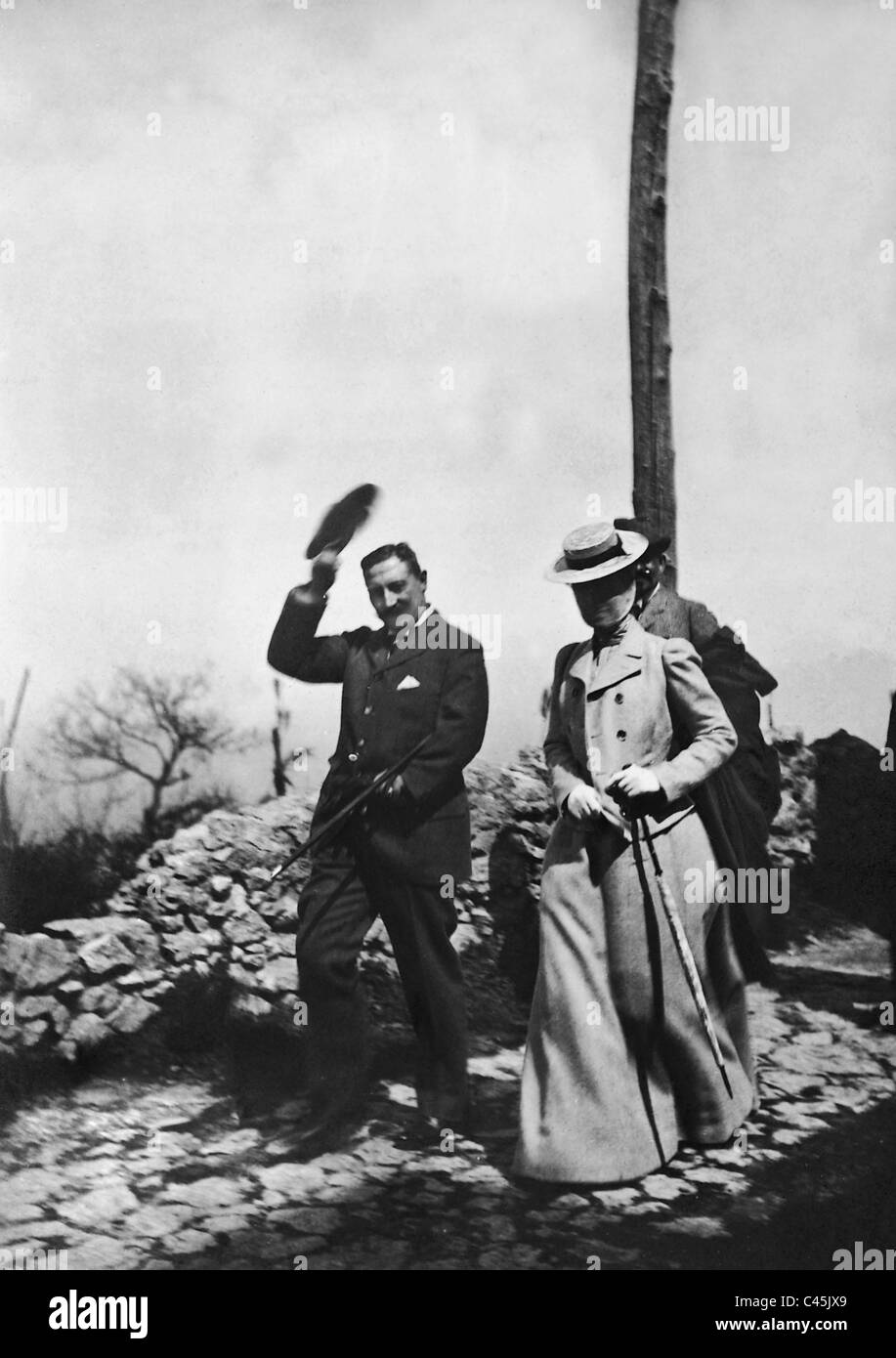 Le kaiser Guillaume II avec la Princesse Victoria de Suède et de la Norvège sur Capri, 1904 Banque D'Images