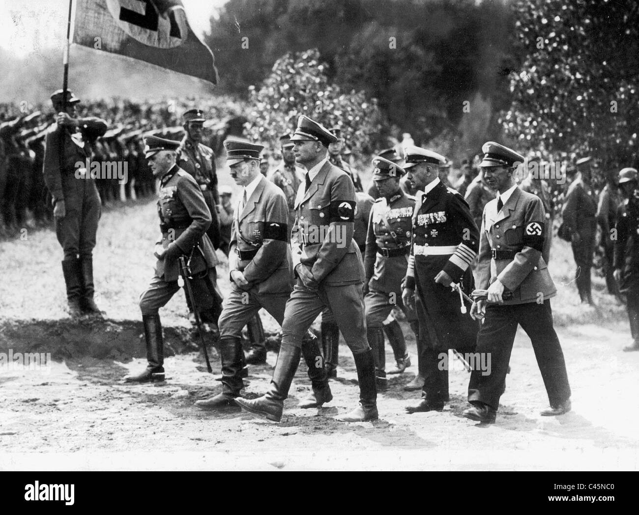 Hitler, Hess, von Blomberg, von Fritsch, Raeder et Goebbels lors des funérailles de Karl Litzmann, 1936 Banque D'Images