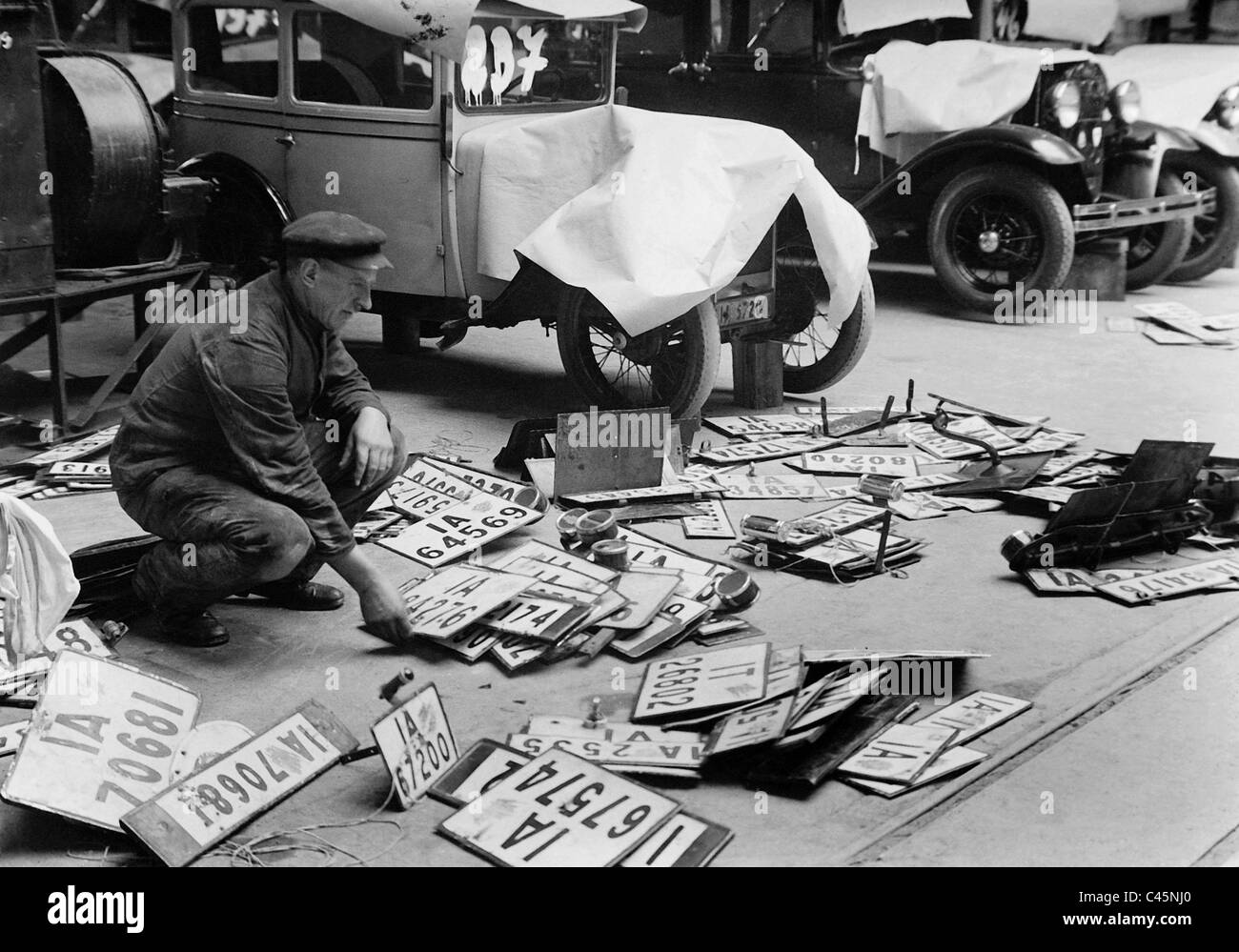 Les plaques de voitures radiées, 1932/33 Banque D'Images