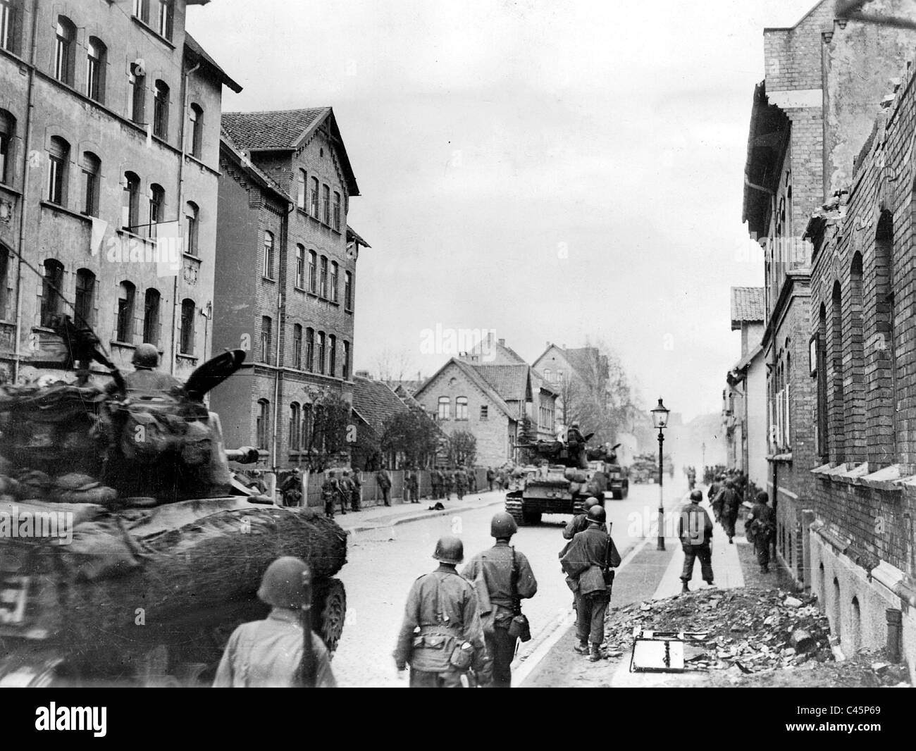 L'invasion américaine de Braunschweig, 1945 Banque D'Images