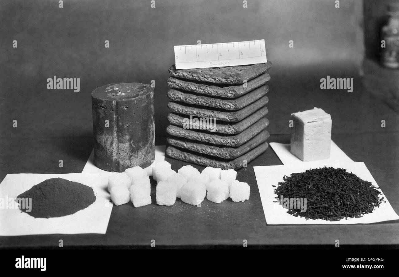 La ration quotidienne d'un explorateur polaire, 1937 Banque D'Images
