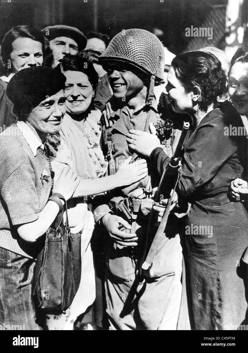 Les premiers soldats américains à Paris Banque D'Images