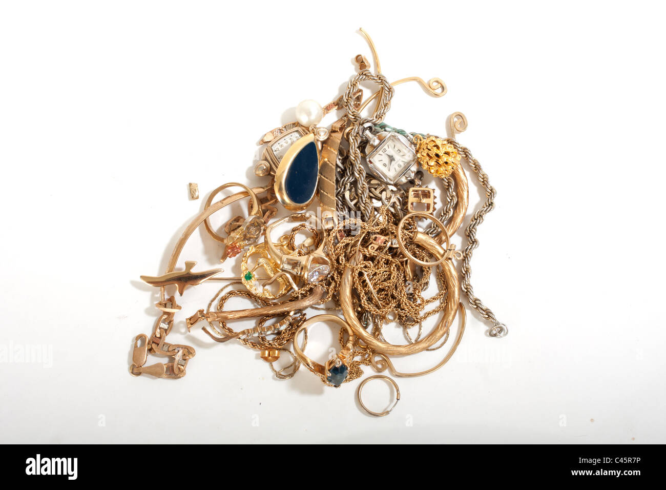 Pile de vieux bijoux en or pour mise au rebut Photo Stock - Alamy