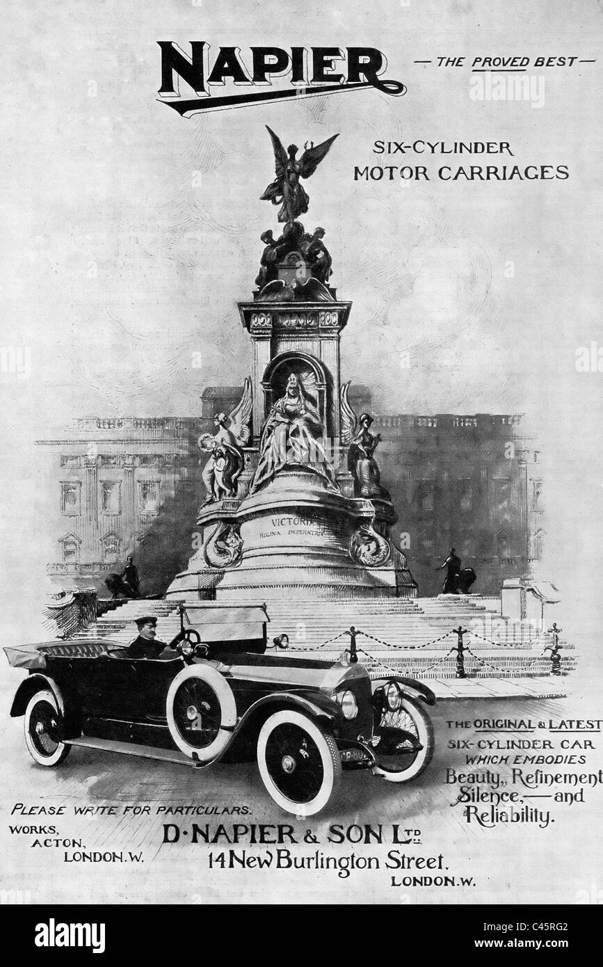 Publicité pour les voitures à moteur Napier - circa 1917 Banque D'Images