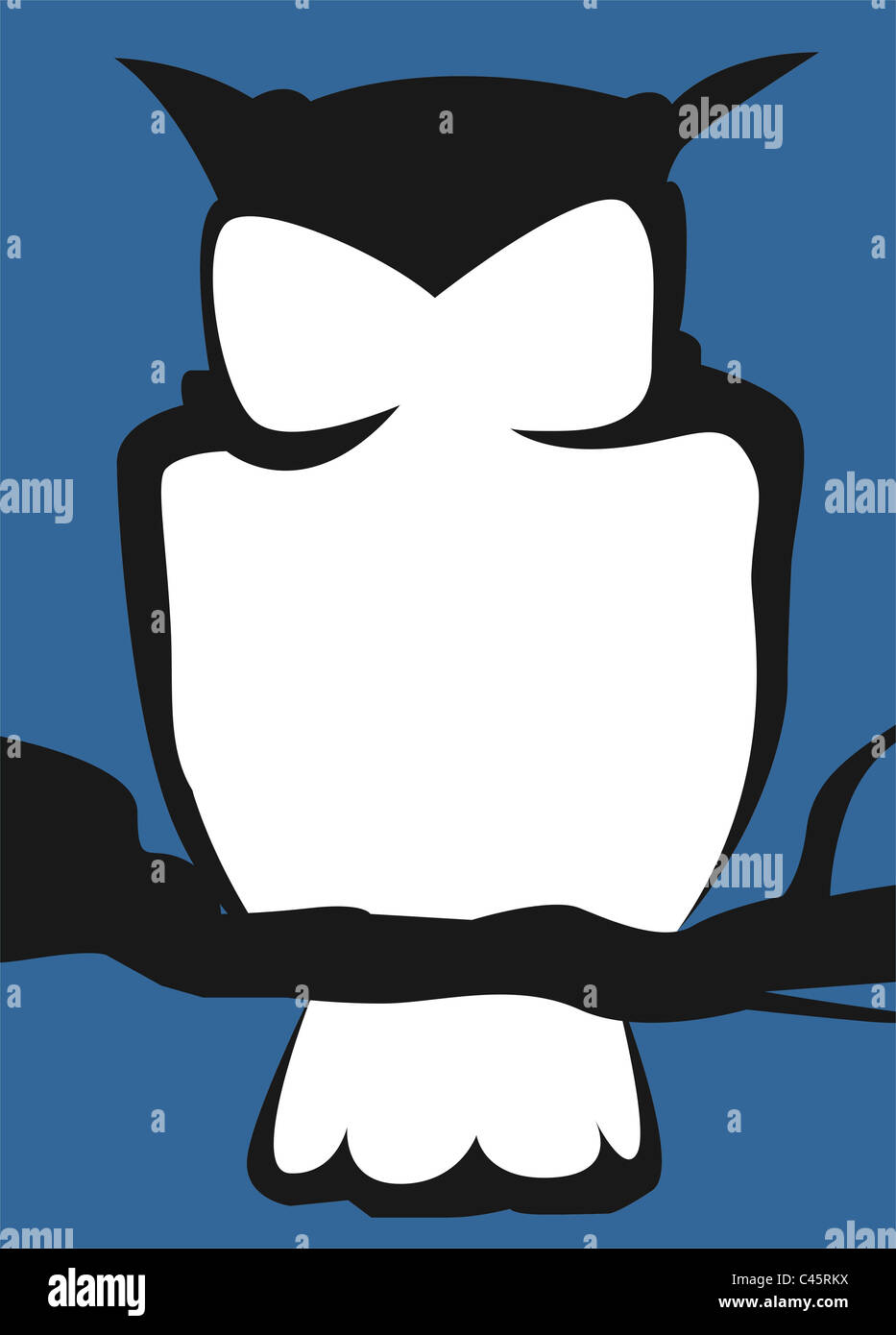 Owl en fond bleu Banque D'Images