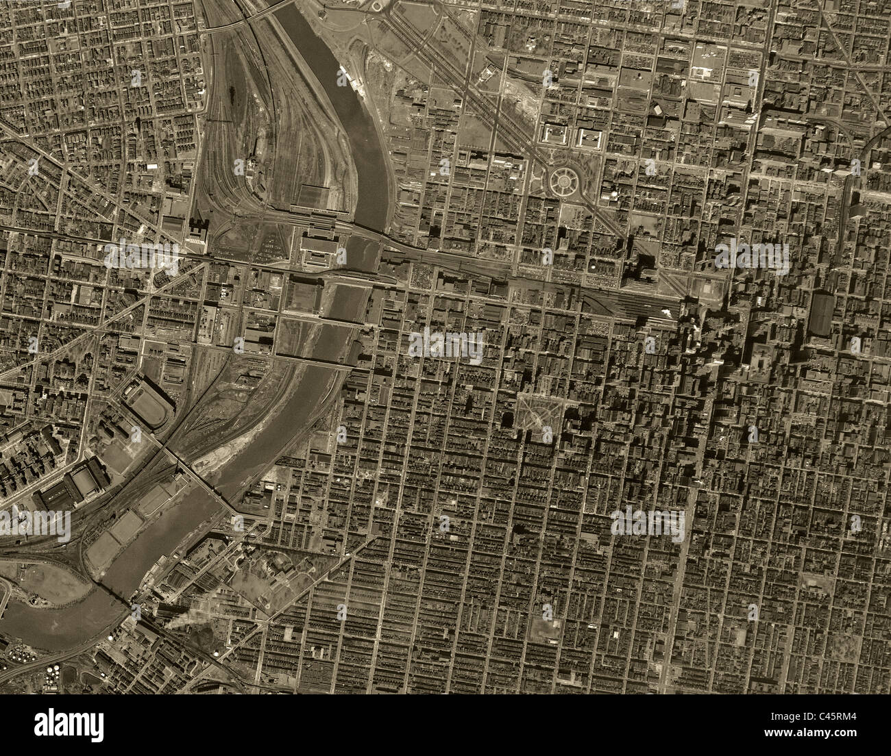 Vue aérienne historique Philadelphia Pennsylvania 1950 Banque D'Images