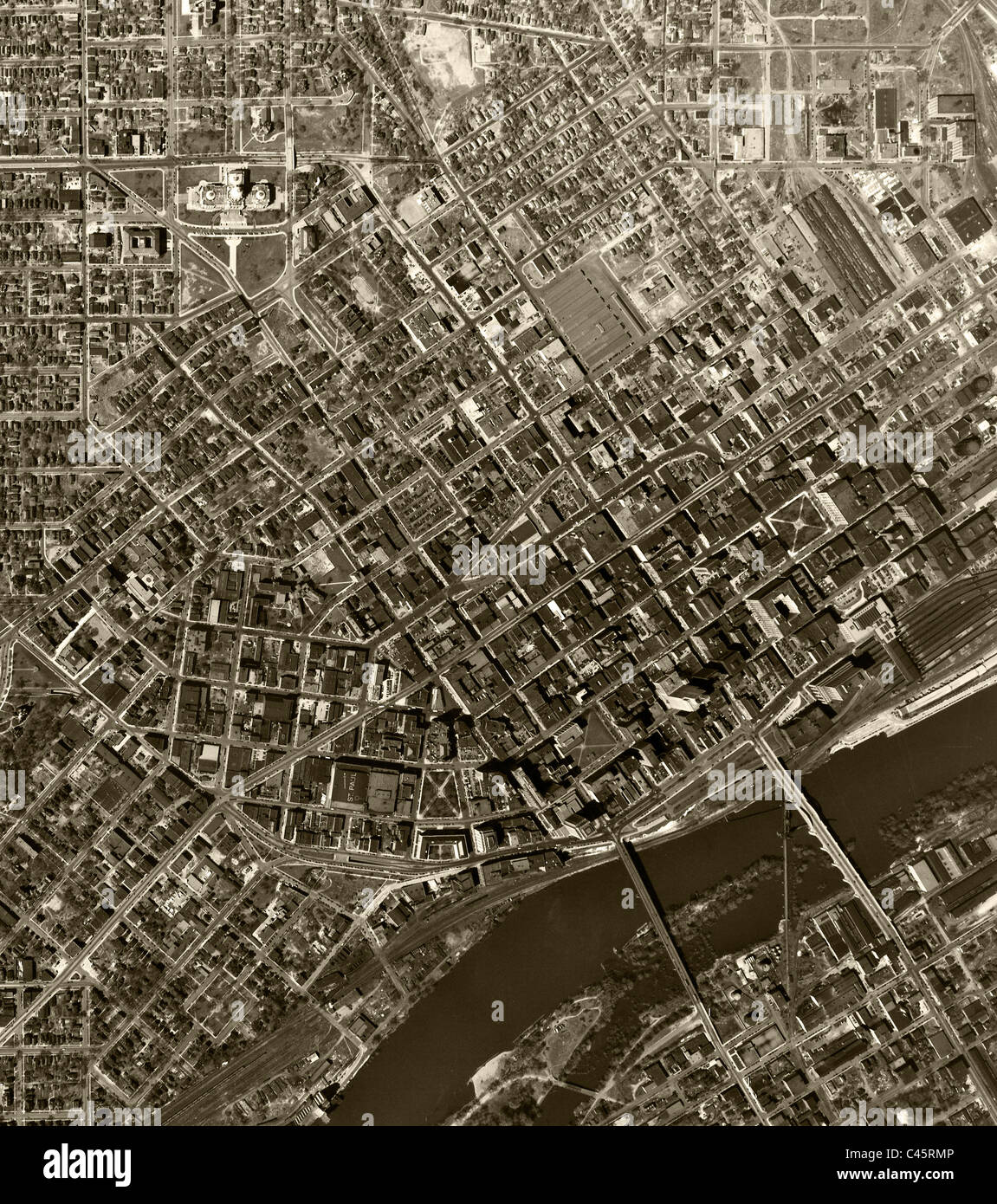 Carte photo aérienne historique Saint Paul Minnesota 1947 Banque D'Images