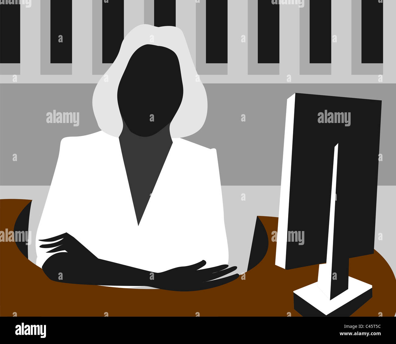 Silhouette d'une dame in office Banque D'Images