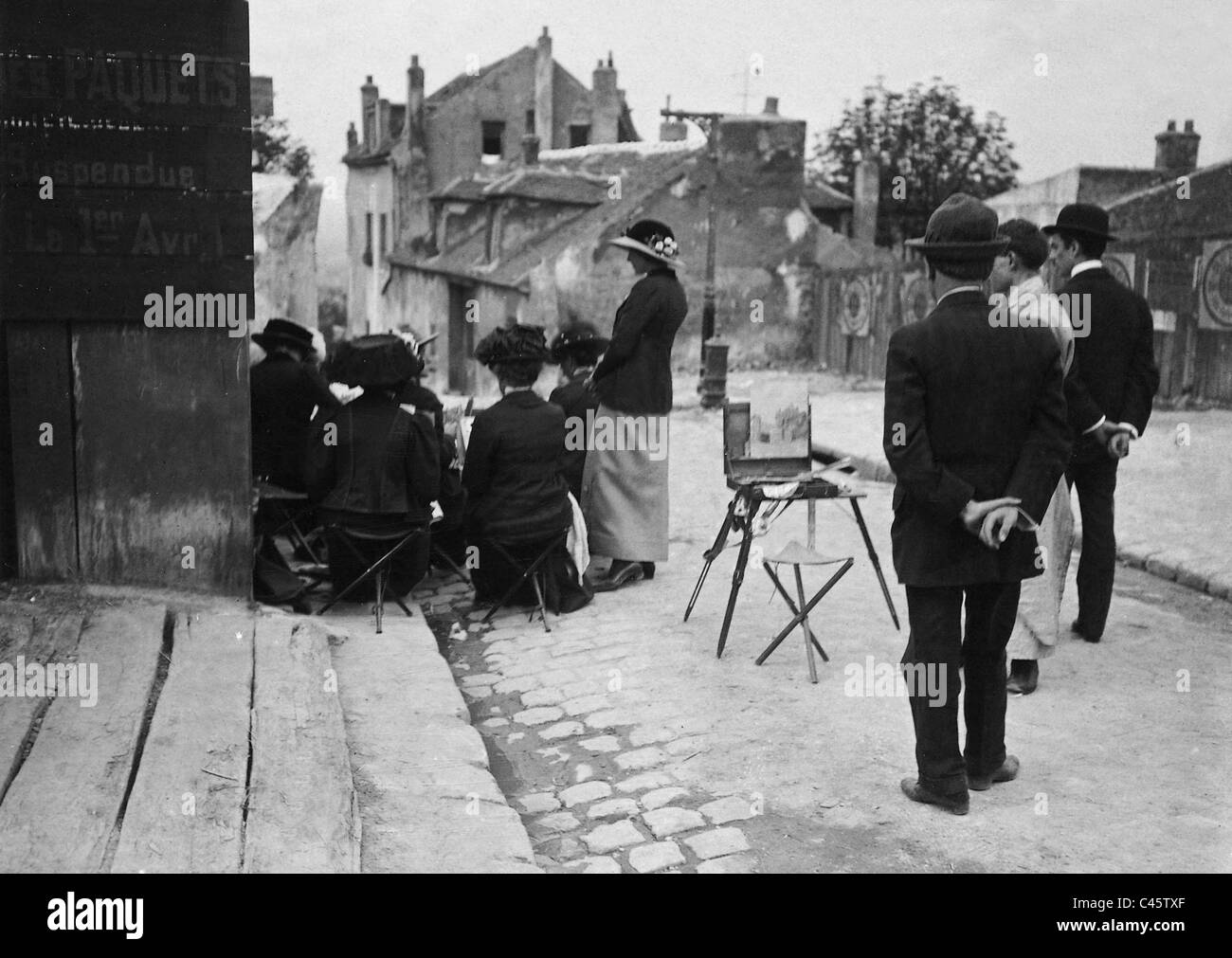 L'école de peinture à Montmartre, 1913 Banque D'Images