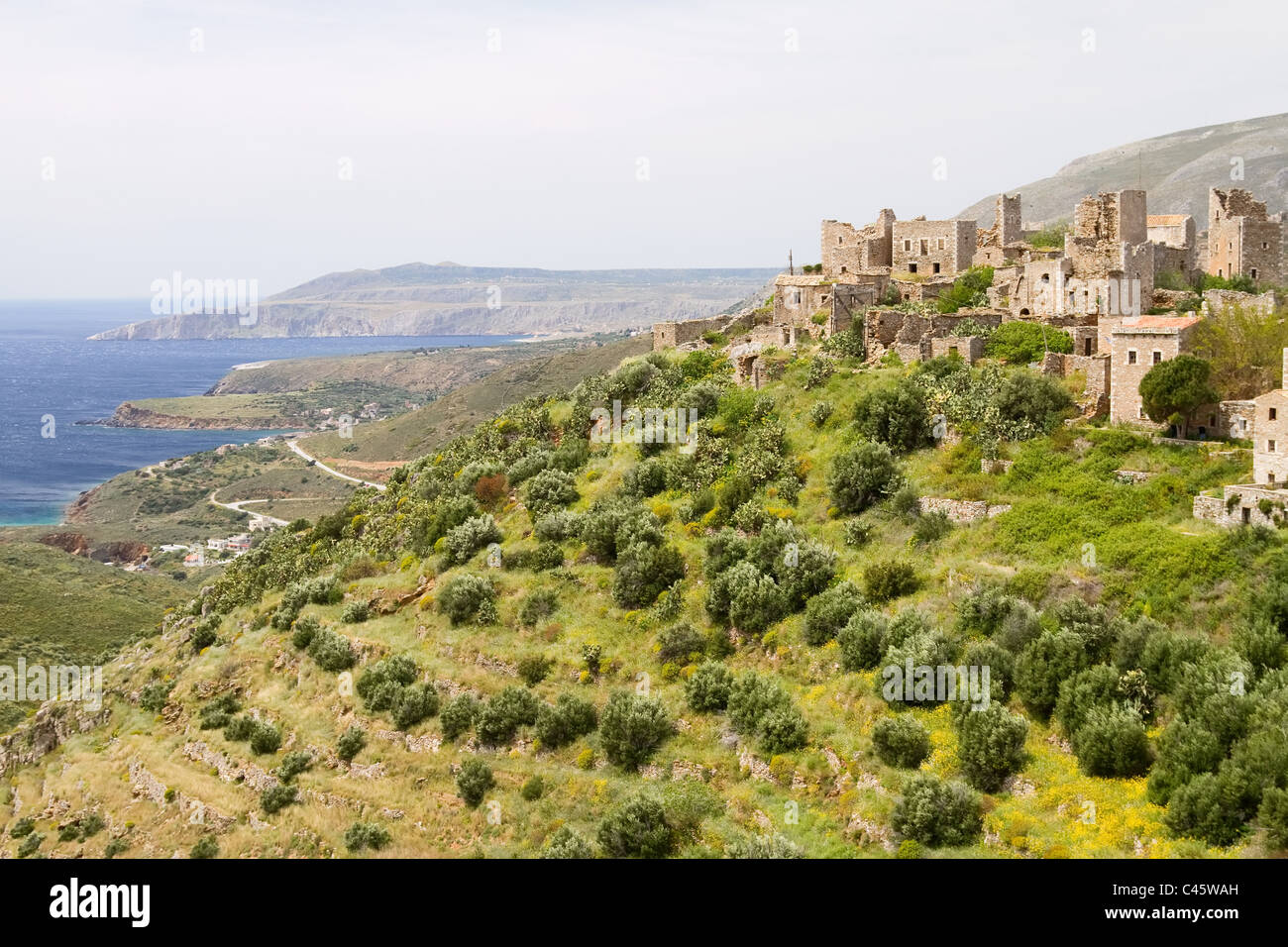 Le vieux village traditionnel de Vathia, dans la région de Mani, le sud de la Grèce Banque D'Images