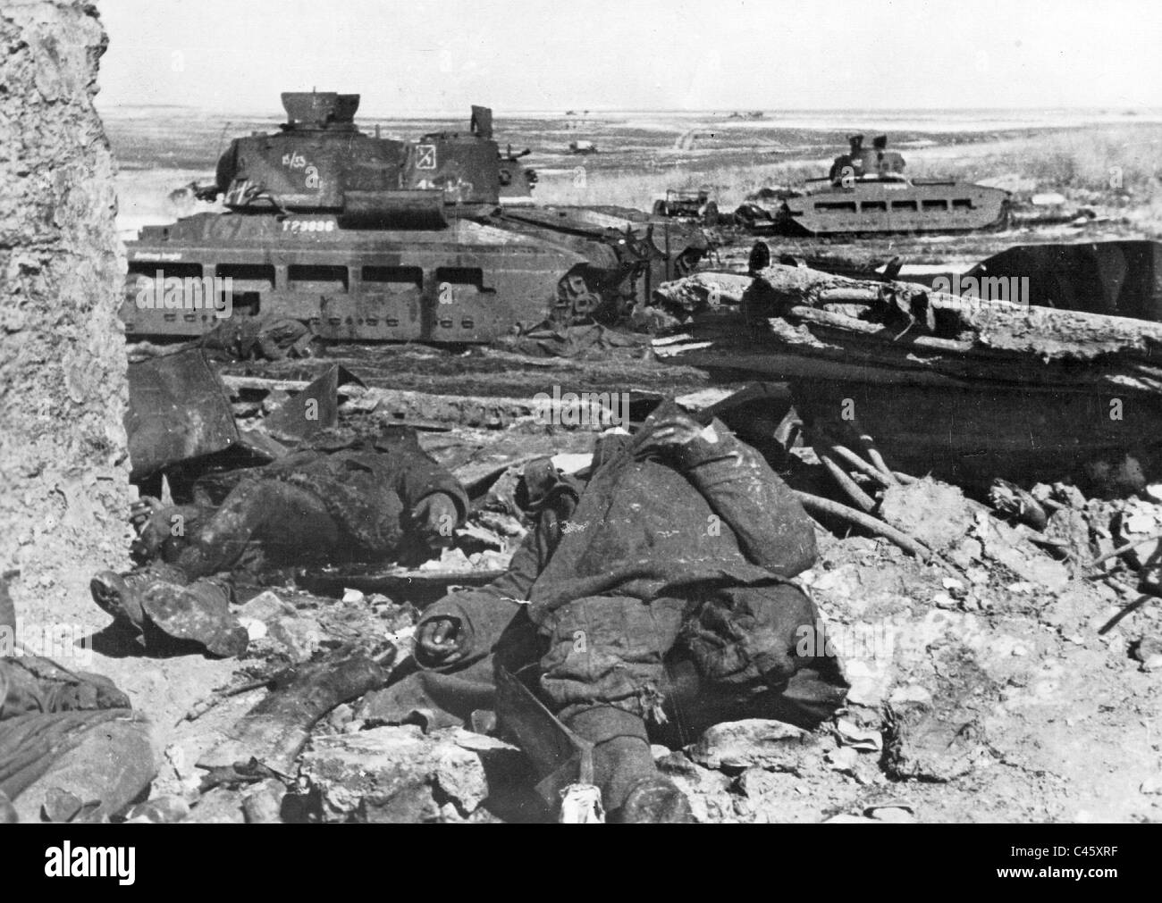 Des chars russes détruits dans la région de Kharkov, 1943 Banque D'Images