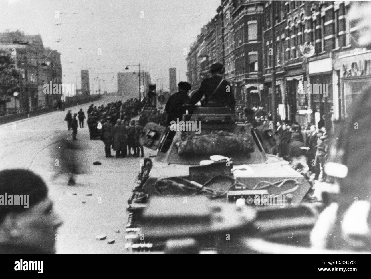 Entrée des troupes allemandes à Rotterdam, 1940 Banque D'Images