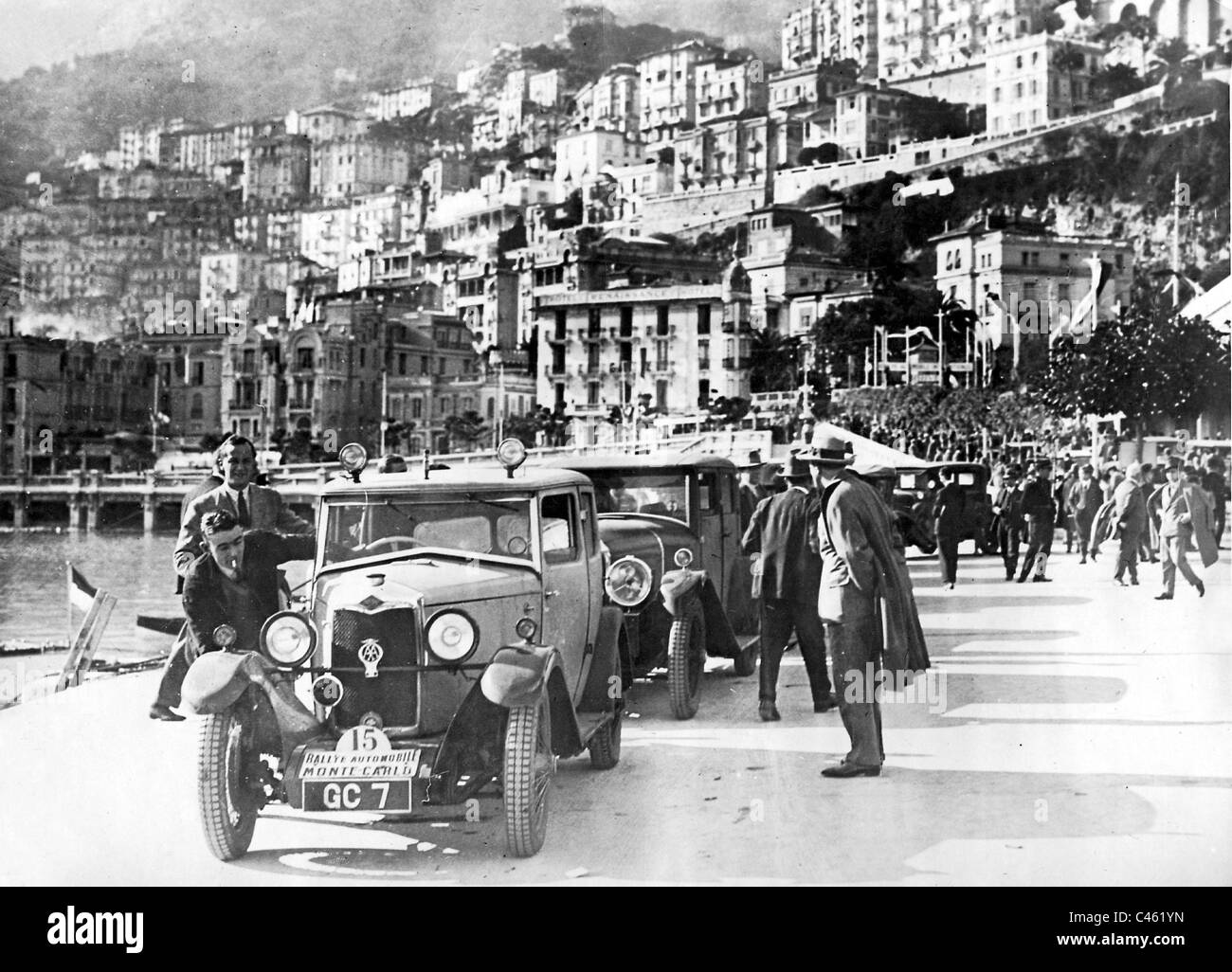 Les voitures de course pendant le rallye de Monte Carlo, 1927 Banque D'Images